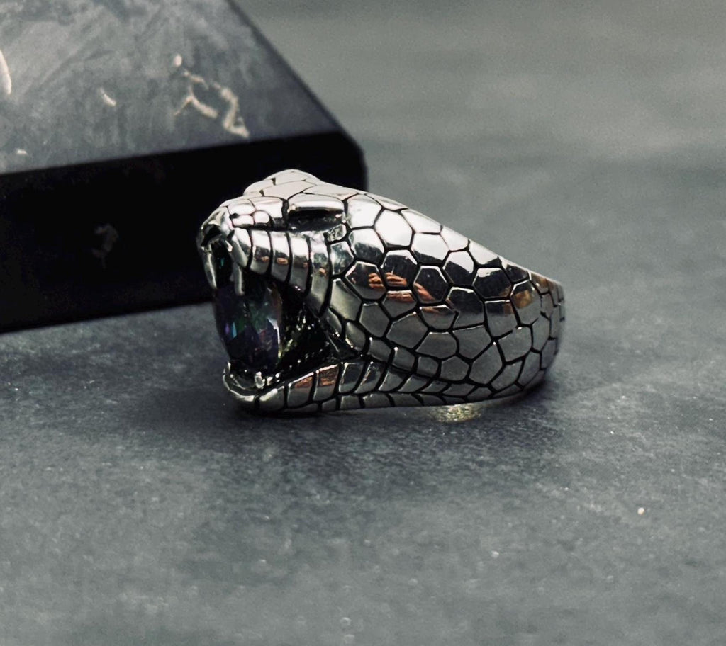 Snake Ring: Mystic Topaz Stone - Handmade Sterling Silver