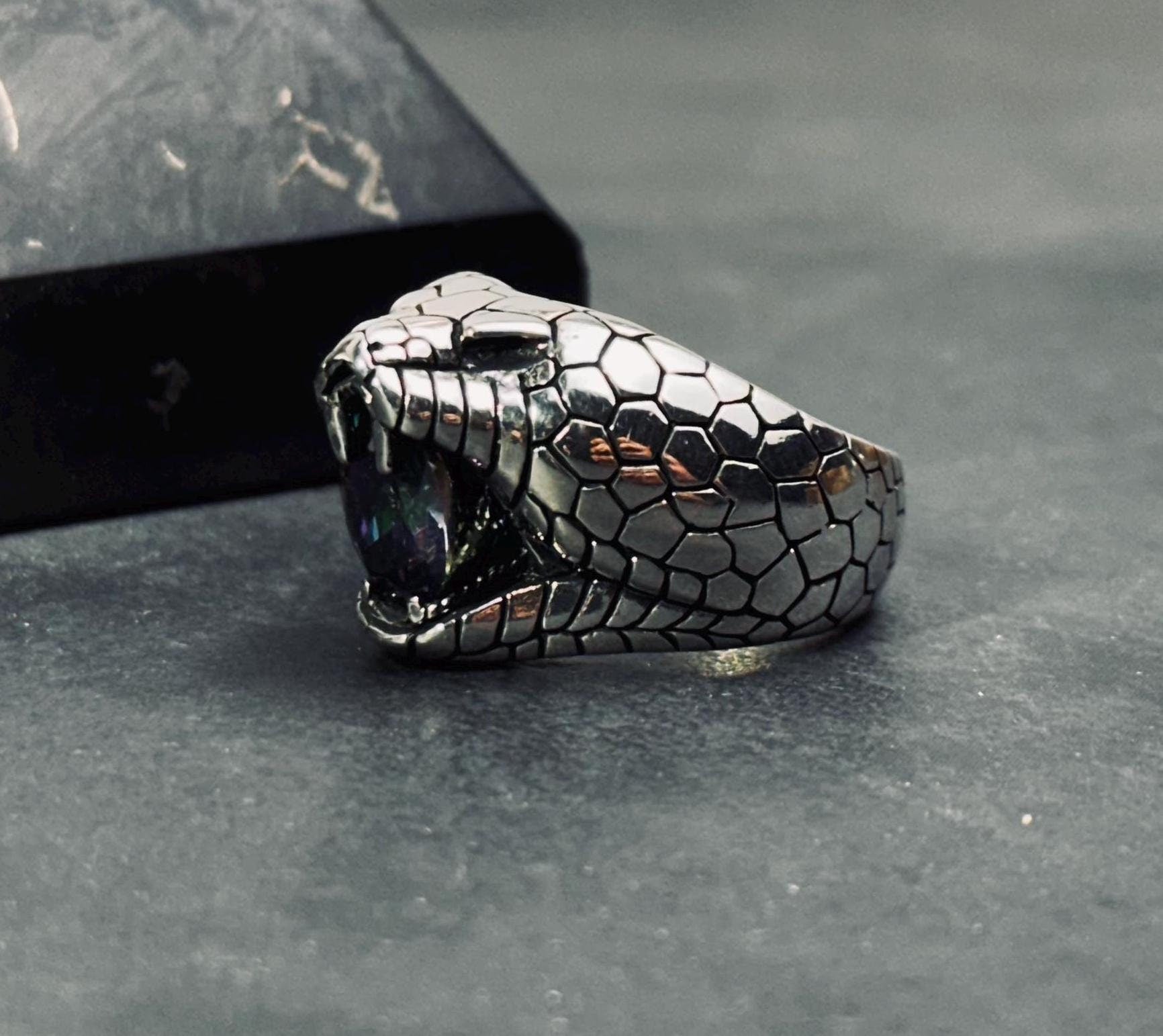 Snake Ring: Mystic Topaz Stone - Handmade Sterling Silver