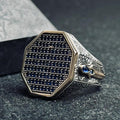 8-Shape Silver Ring for Men - Tiny Blue Zircon Detail