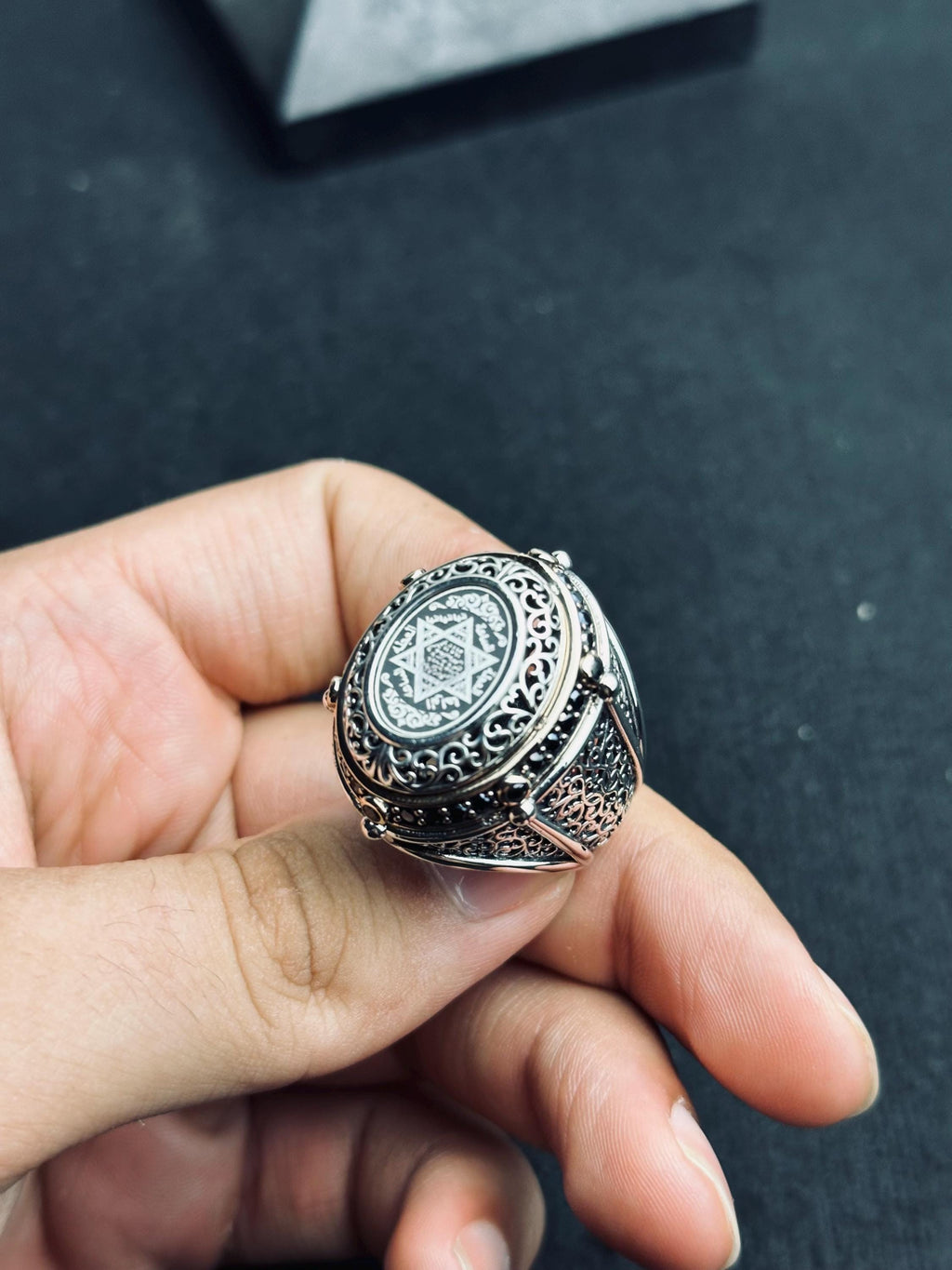 Seal of Solomon Ring: Handmade Sterling Silver - Islamic Calligraphy