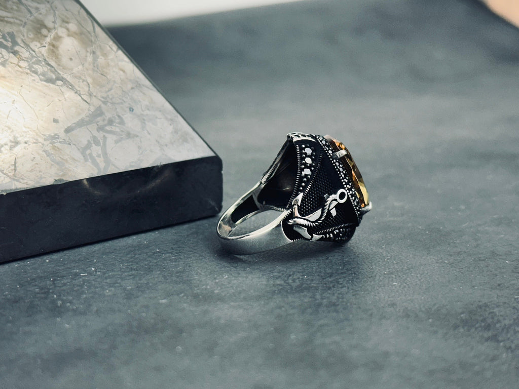 Color-Change Sultanit Ring - Sterling Silver with Anchor Detail