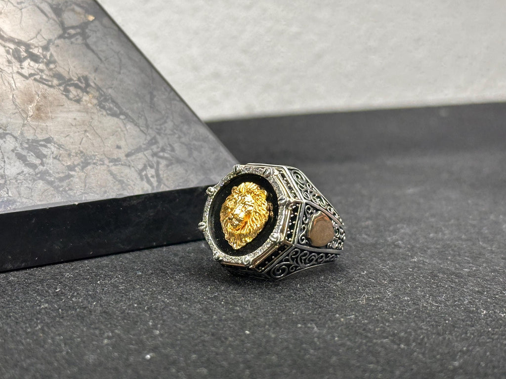 Lion Signet Ring: Sterling Silver Statement Jewelry (Men's Sizes)