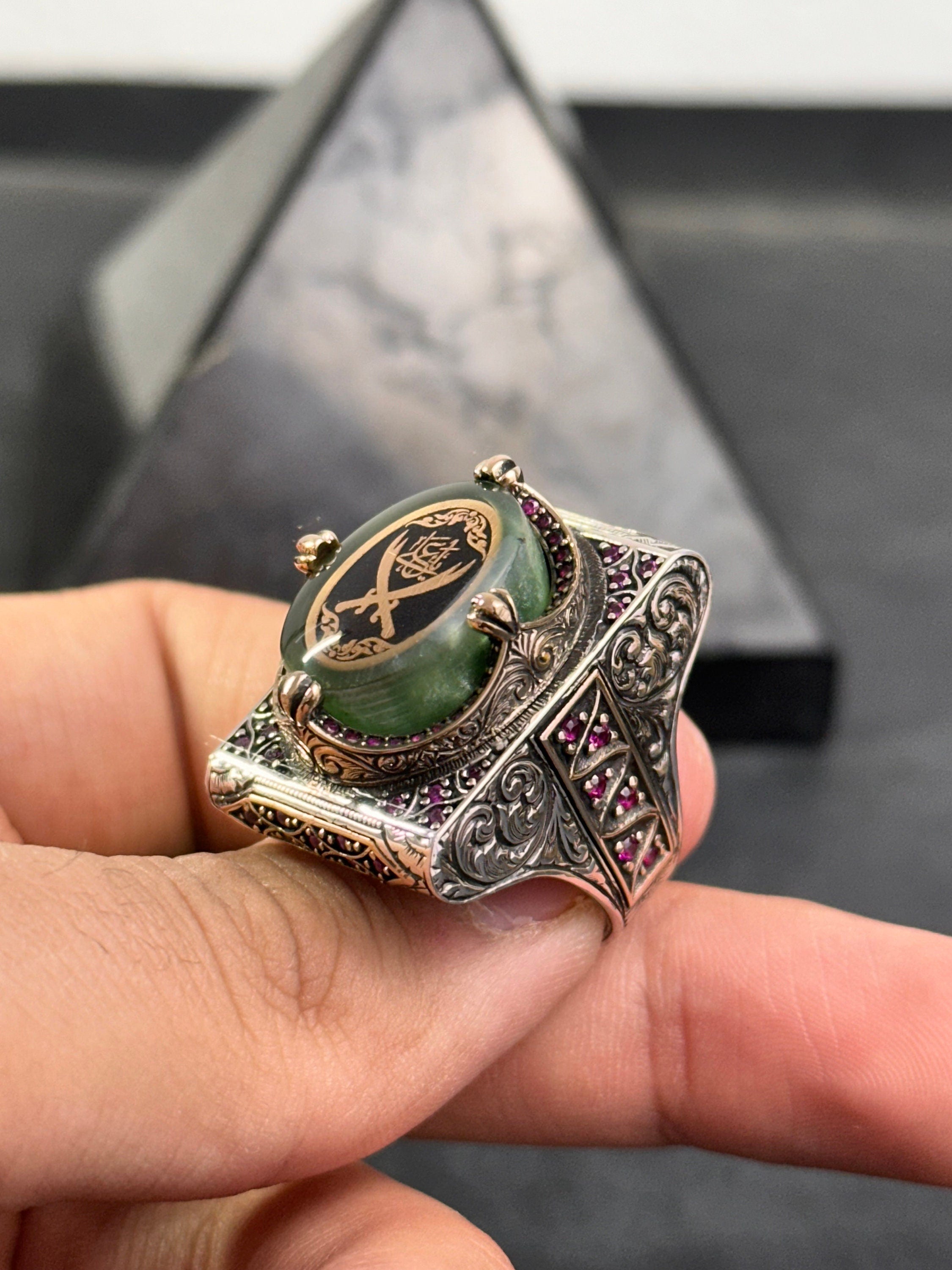 Zulfiqar Sword Ring: Handmade Sterling Silver, Large Men's Signet