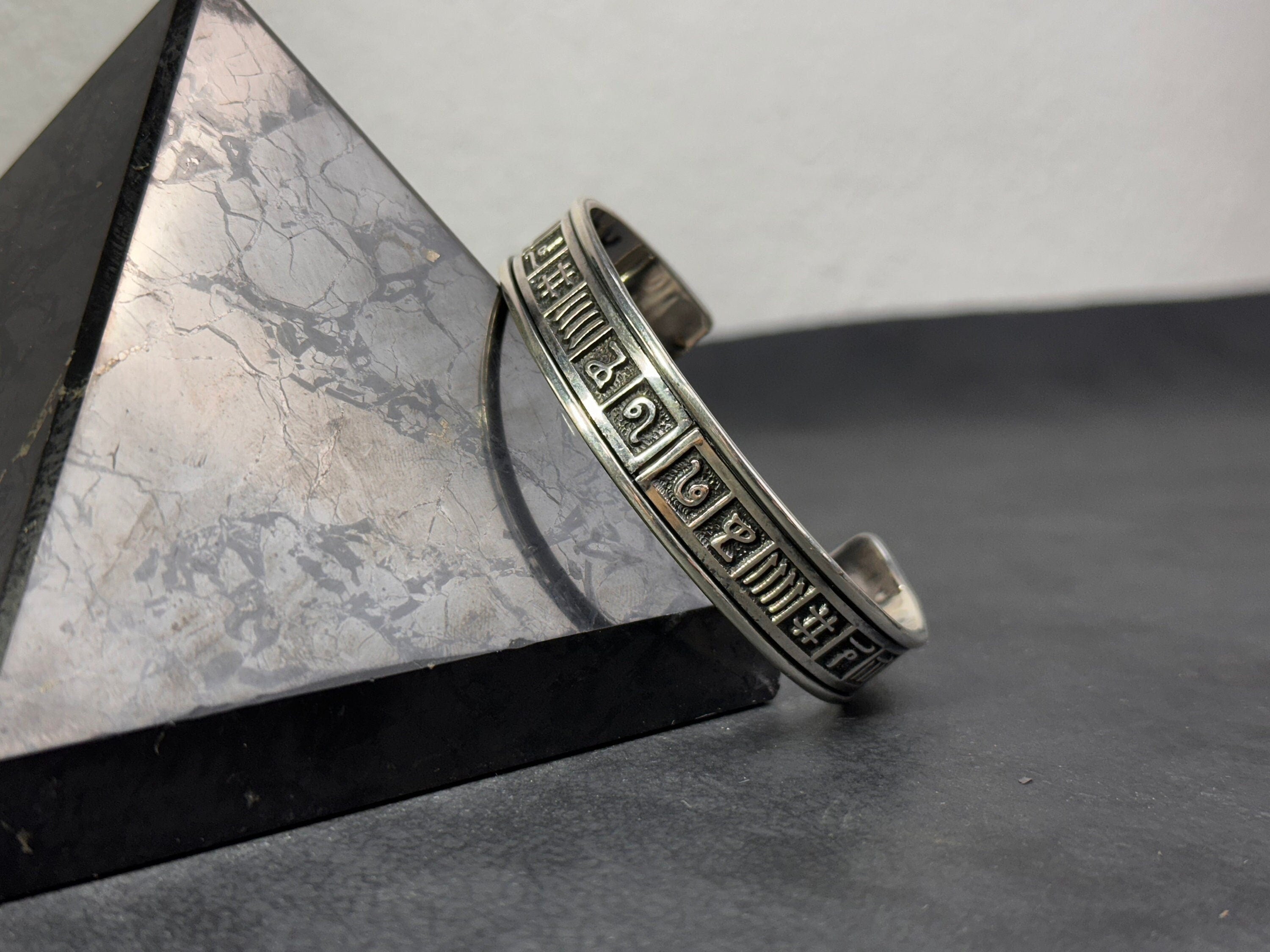 Sterling Silver Bracelet: Nordic Runic Design - Handmade for Men