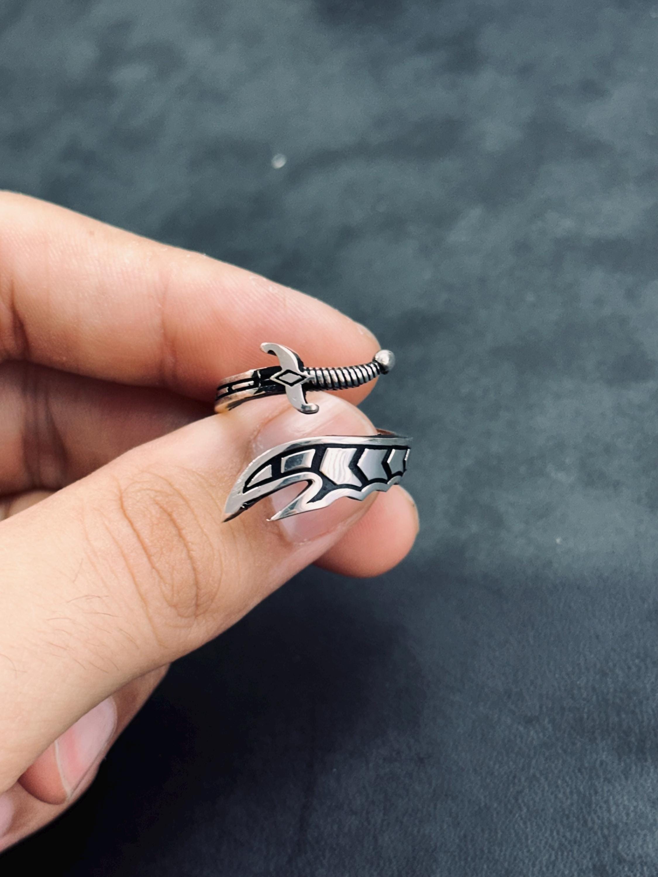 Adjustable Sword Ring: Zulfiqar Design - Sterling Silver, Handmade
