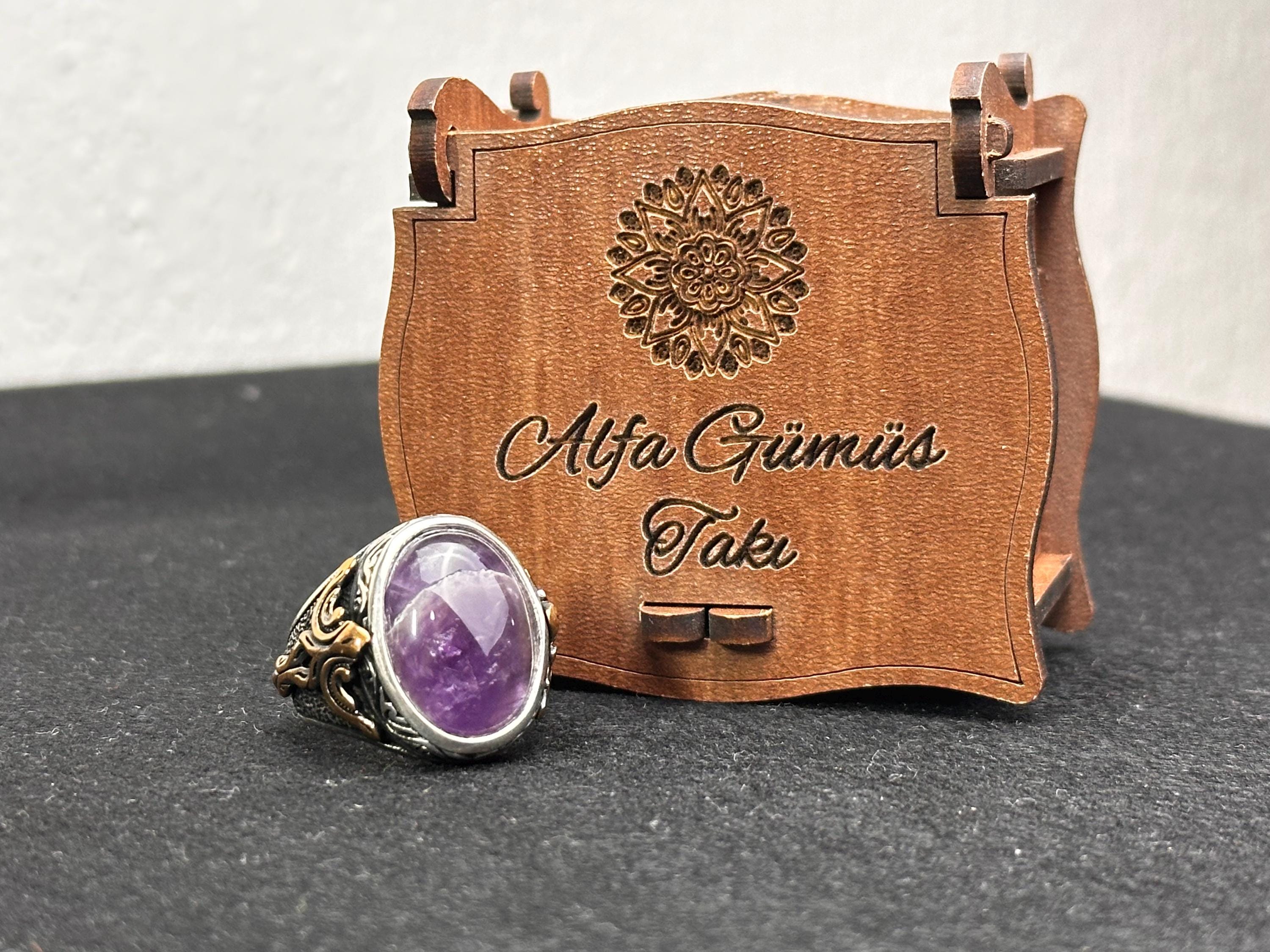 Amethyst Silver Ring - Handmade Men's Gemstone Jewelry