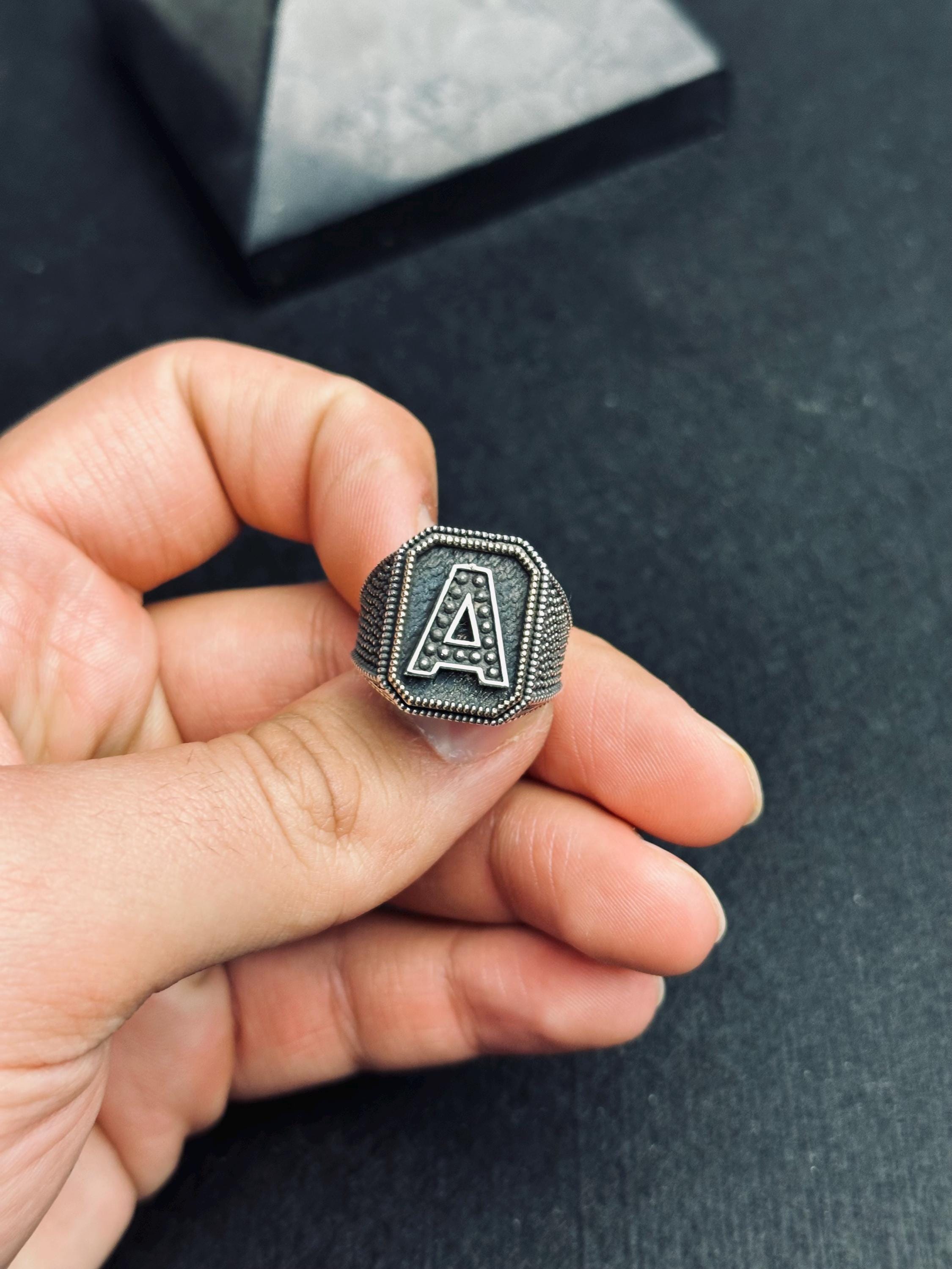 Signet Ring: Sterling Silver Monogram Design (Custom Sizes Available)