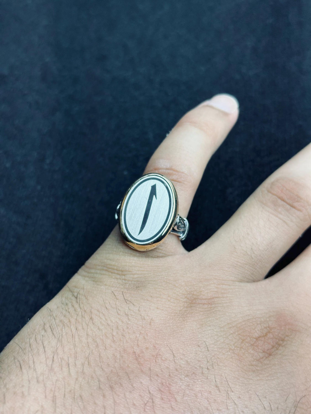 Islamic Sterling Silver Ring Elif Vav Minimalist Oval (Unisex)