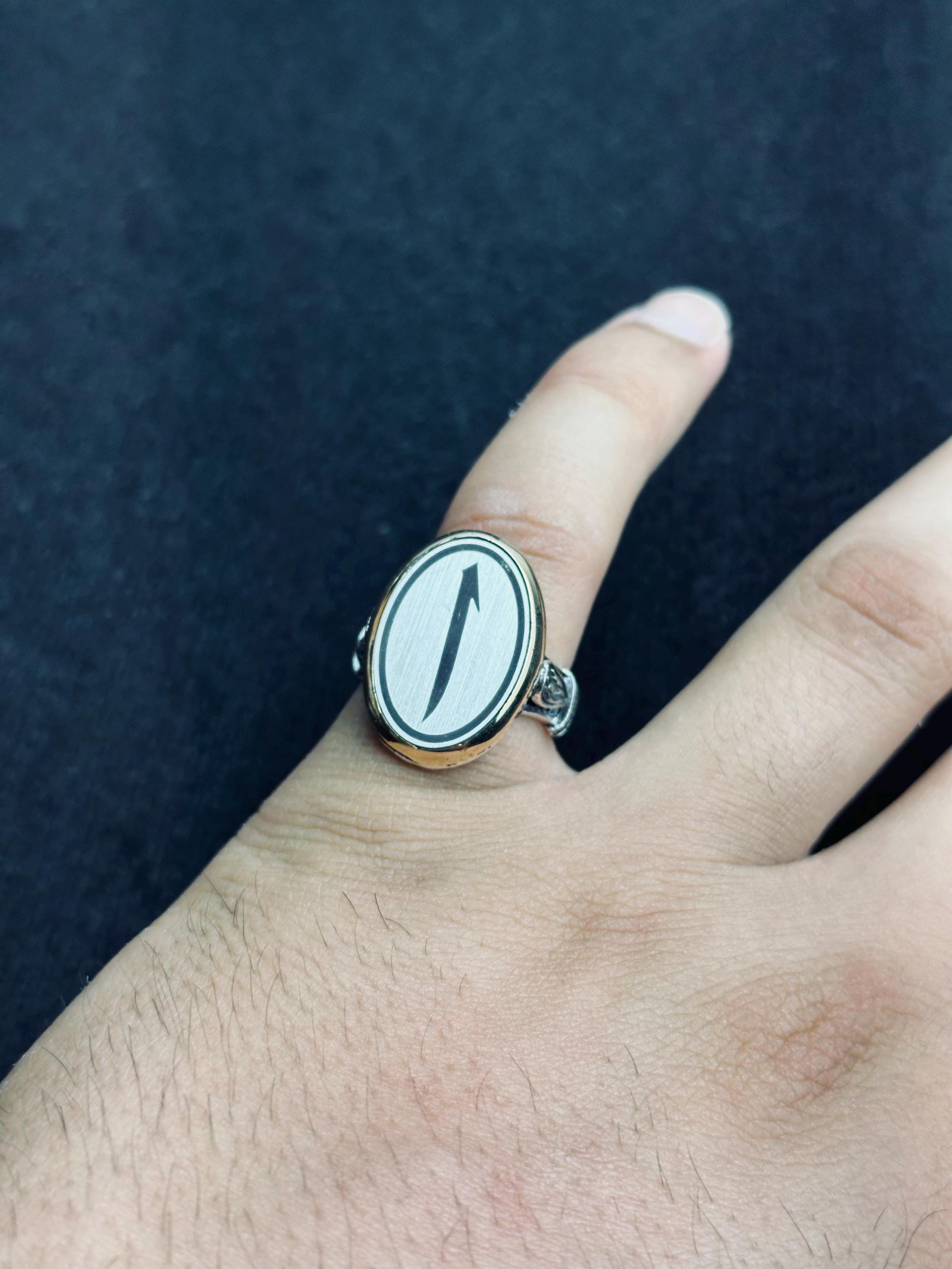 Islamic Sterling Silver Ring Elif Vav Minimalist Oval (Unisex)