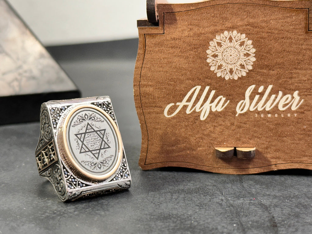 Solomon King Ring: Sterling Silver Jewish Star (Handmade Men's Signet)