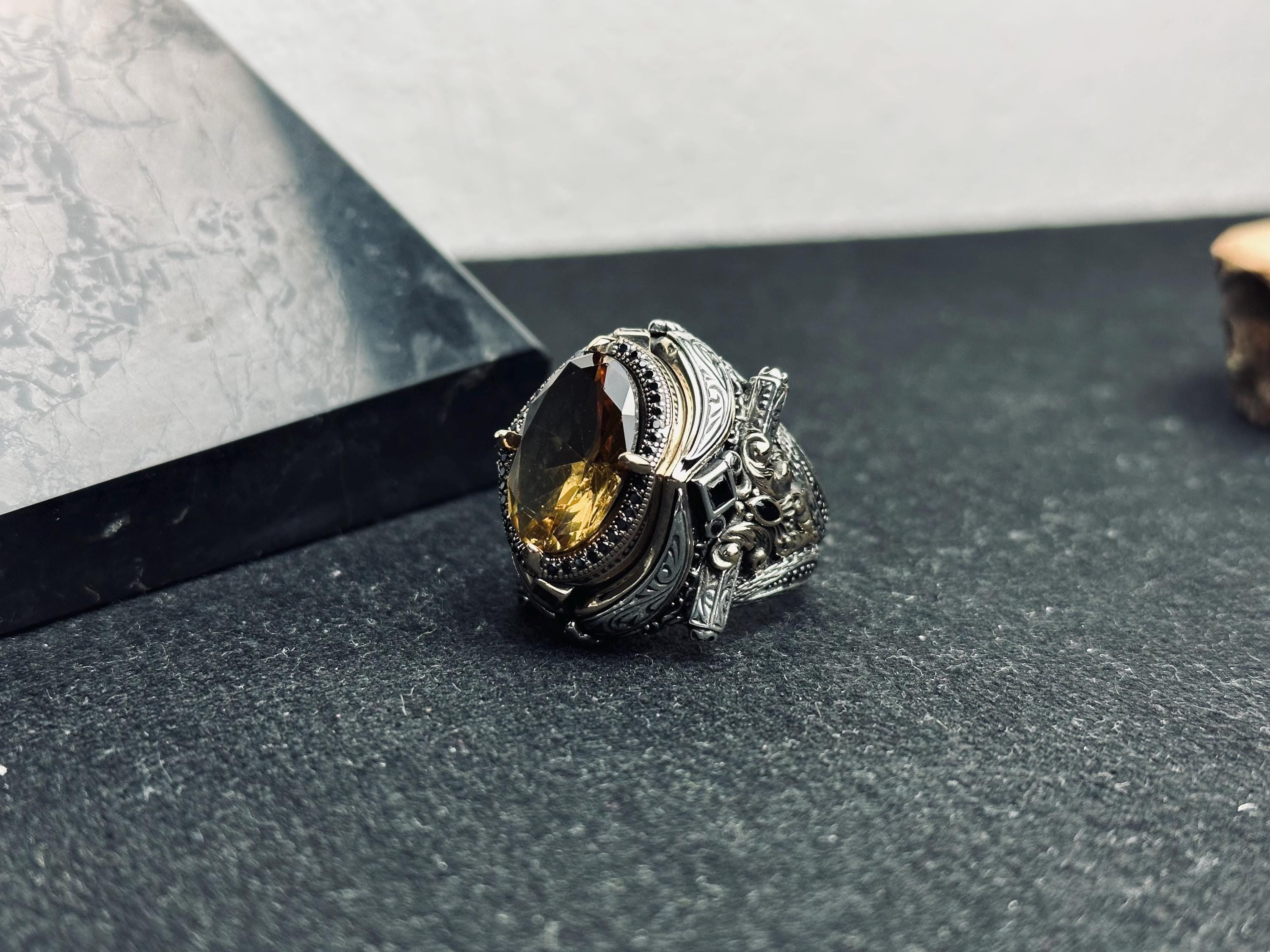 Sultanit Statement Ring: Color Changing Gemstone (Sterling Silver, Handmade)