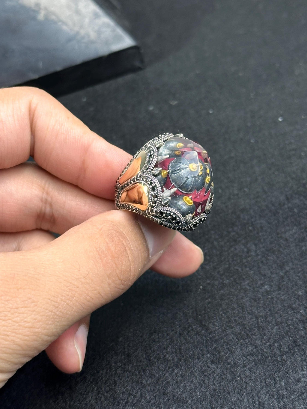Religious Sterling Silver Mosque Ring, Handmade Bold Style (Men's Size)