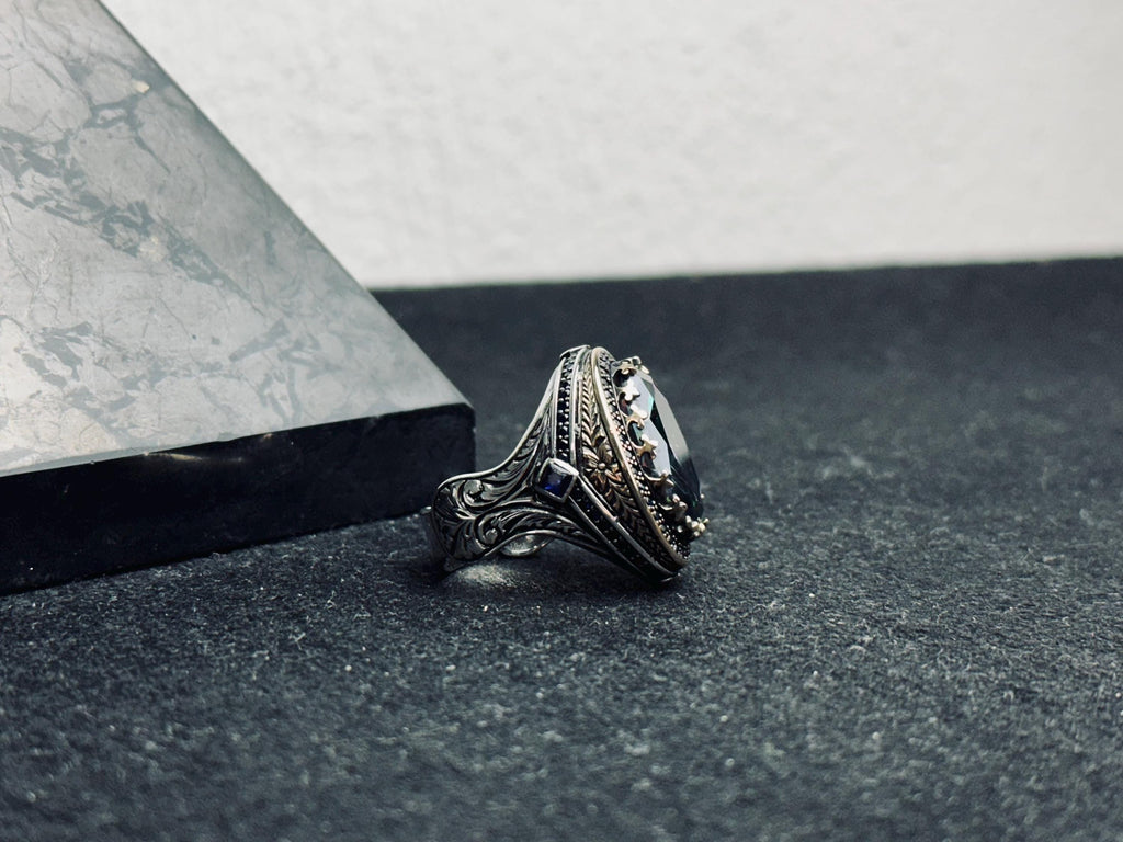 Serpent Ring: Mystic Topaz Stone - Sterling Silver Shaman Style