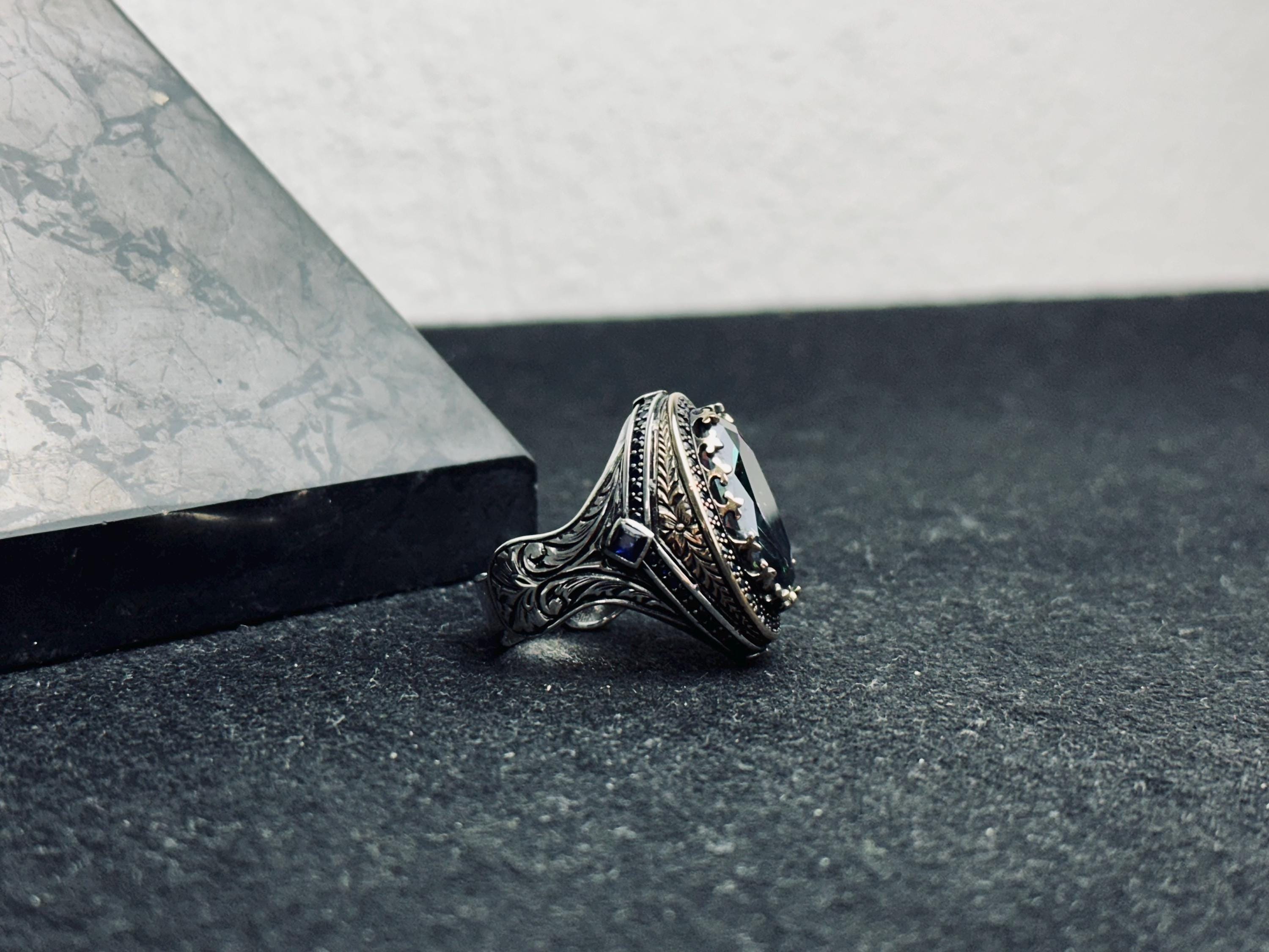 Serpent Ring: Mystic Topaz Stone - Sterling Silver Shaman Style