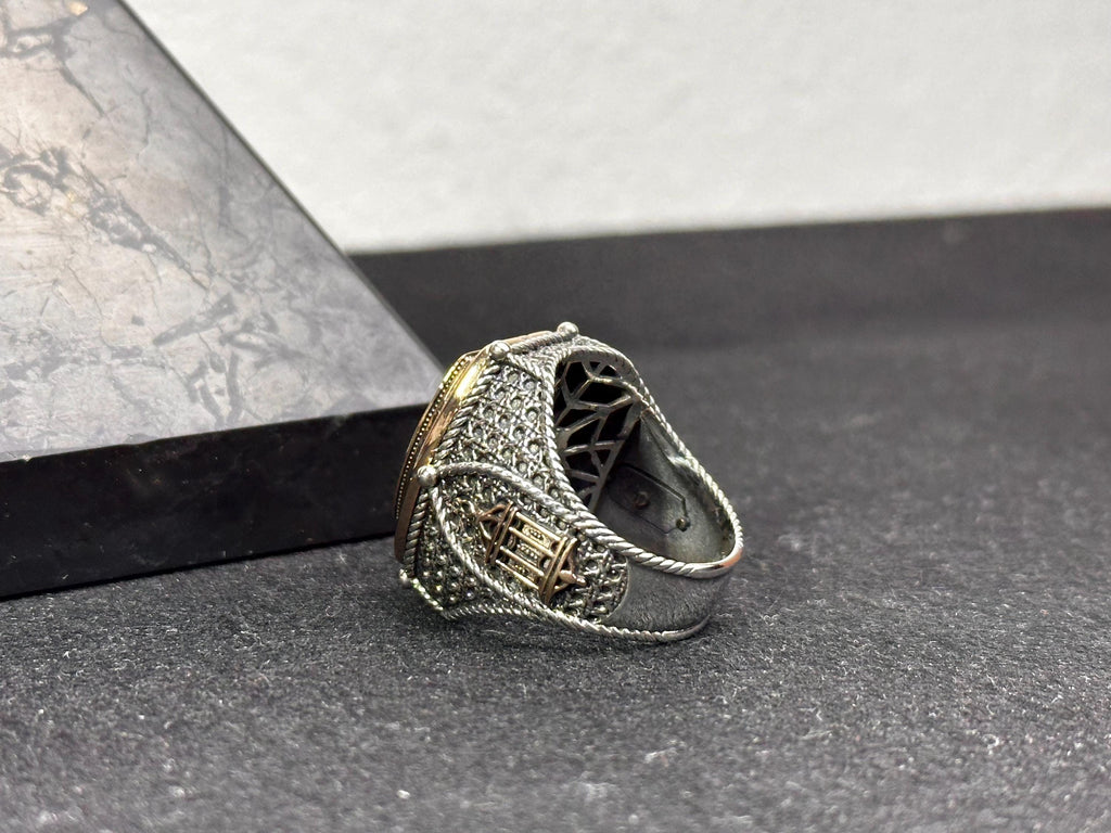 Solomon Seal Ring: Engraved Sterling Silver, Bold Men's Band