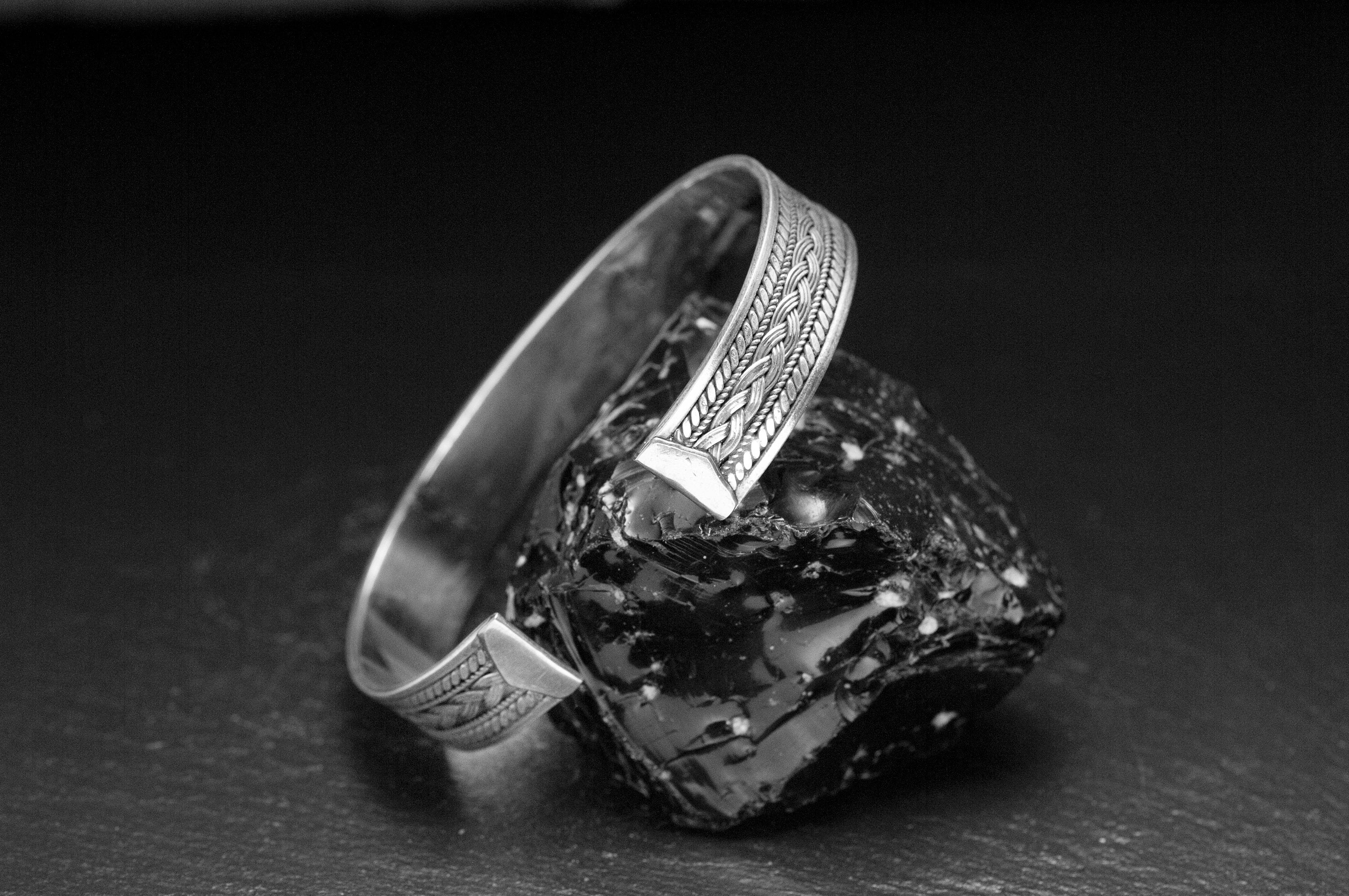 Handmade Sterling Silver Bracelet, Men's Custom Engraved Cuff (925)