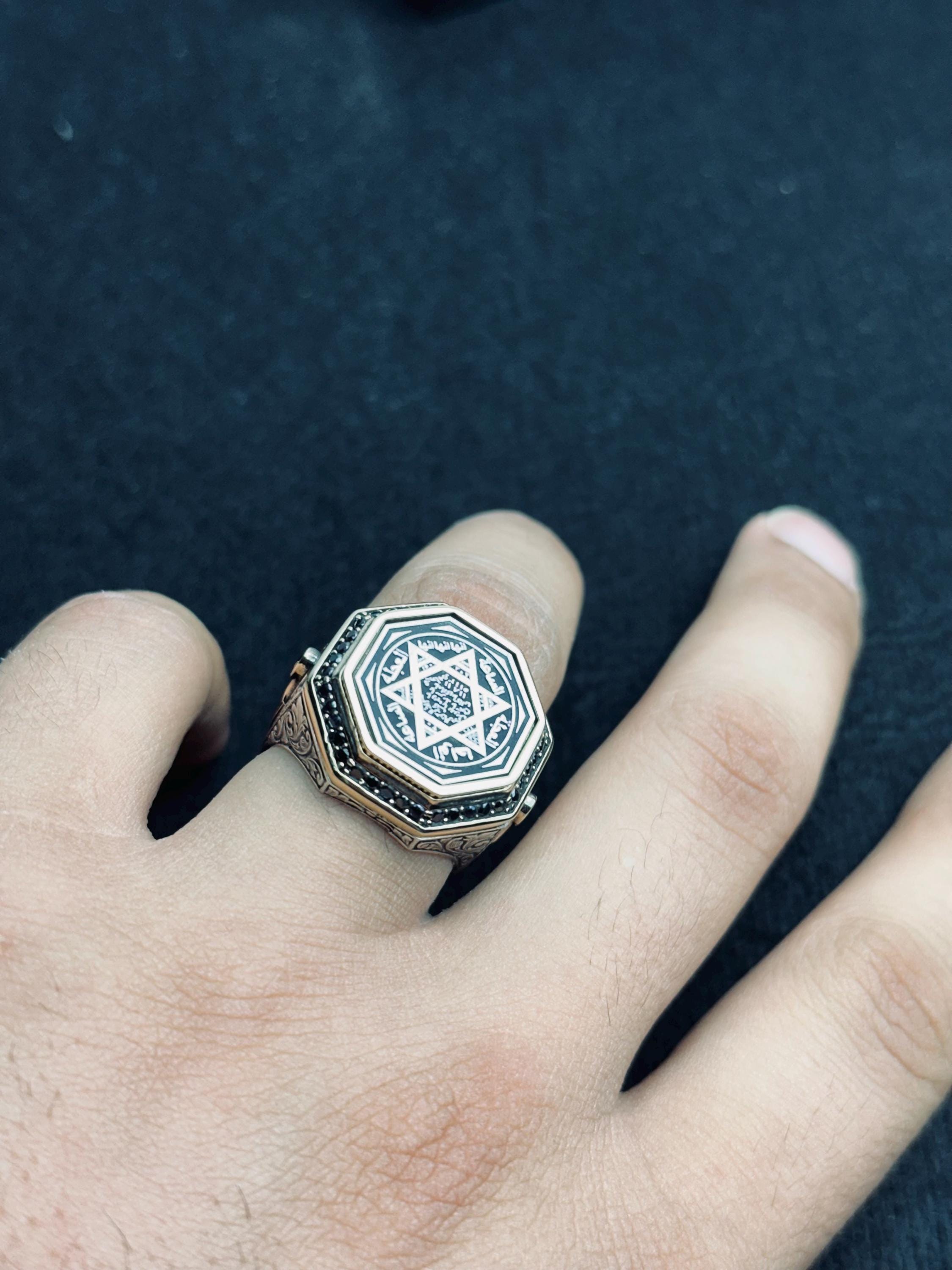 Solomon Seal Ring: Handmade Sterling Silver Octagon Statement