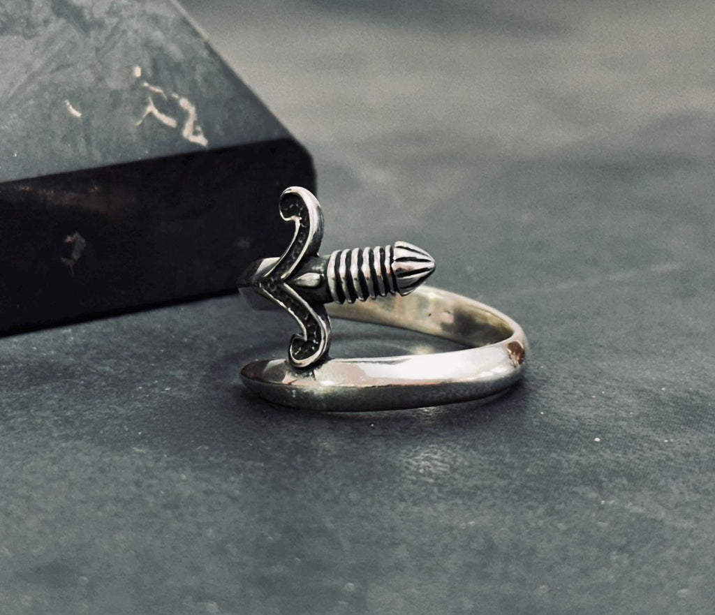 Sterling Silver Sword Thumb Ring - Gothic Adjustable Band