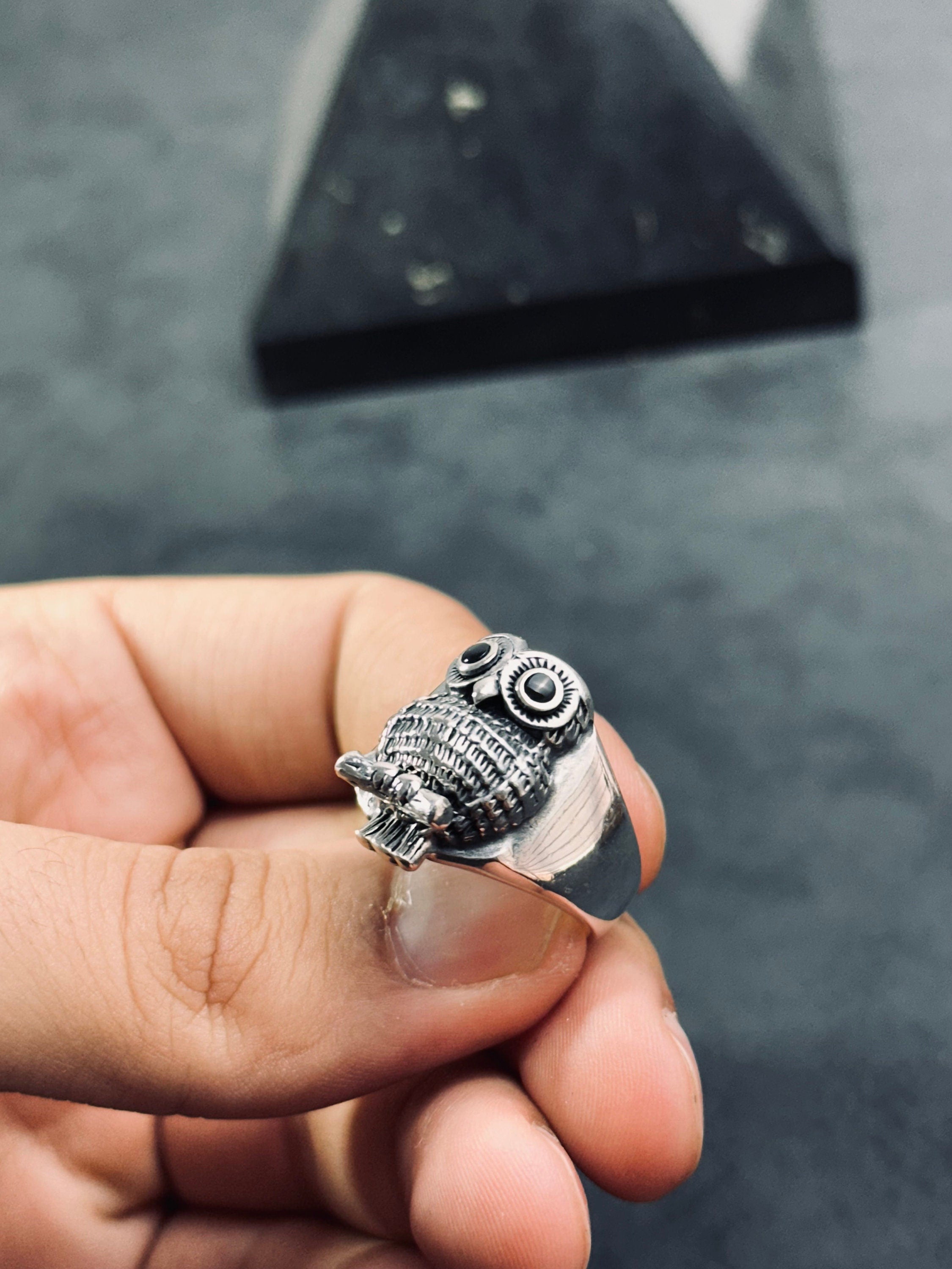 Sterling Silver Owl Ring: Handmade Personalized Animal Jewelry