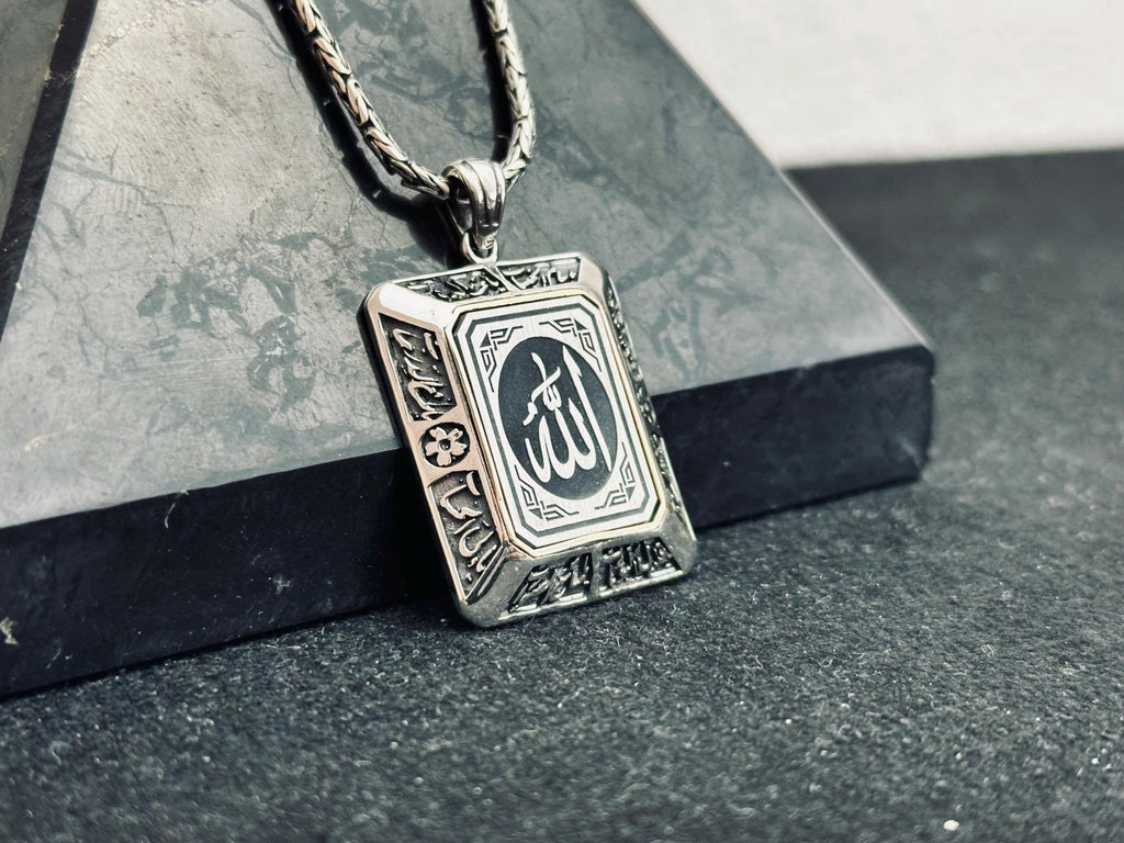 Arabic Prayer Pendant: Handmade 925 Sterling Silver Necklace