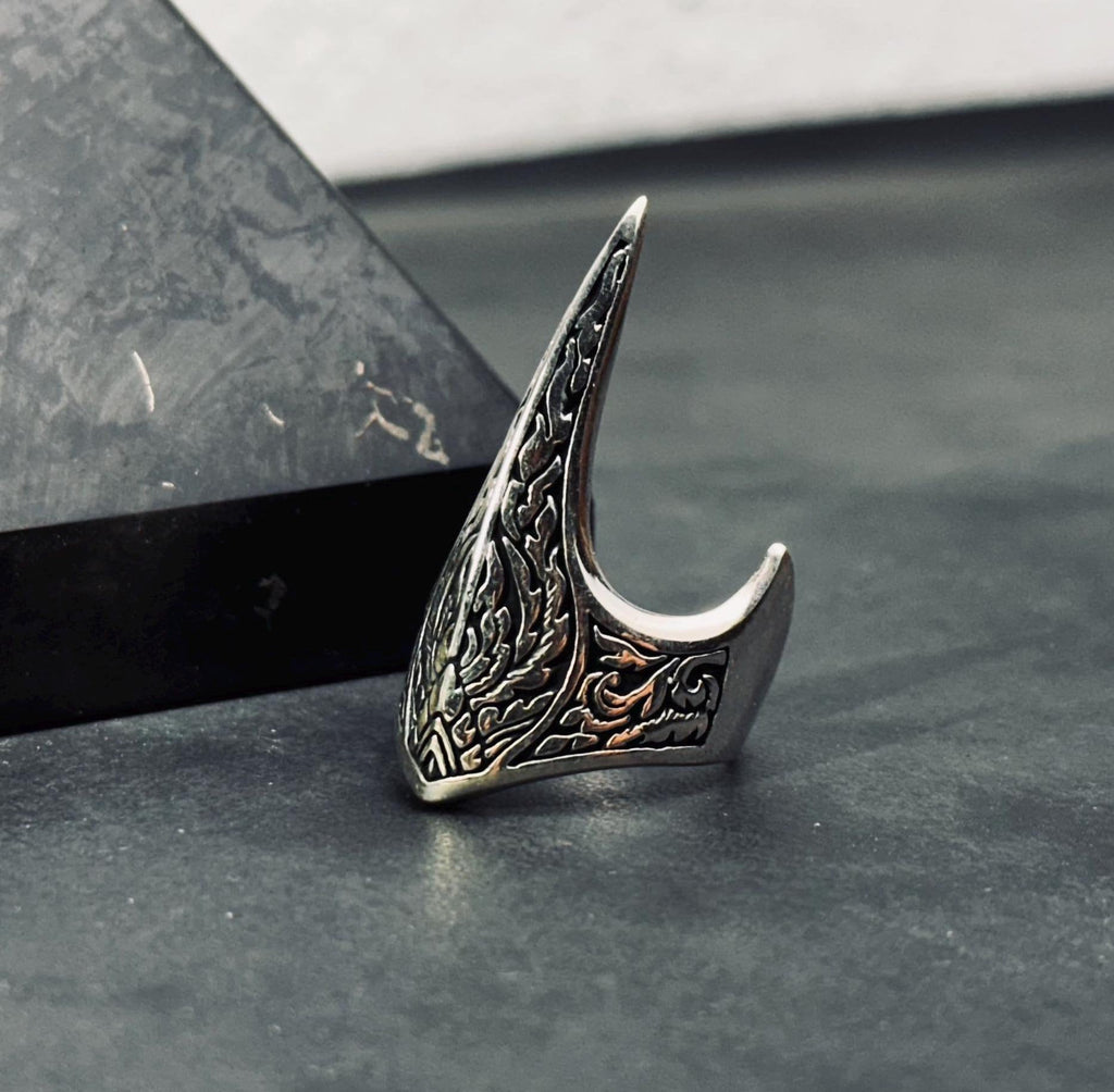 Handmade Sterling Silver Zihgir Thumb Ring – Traditional Turkish Archer Ring, Ottoman Style, Men’s Jewelry, Adjustable Gift Ring