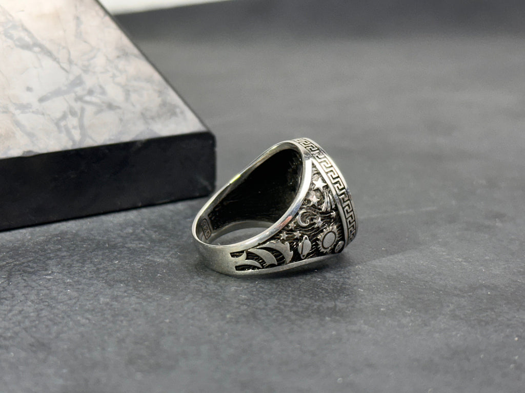 Capricorn Zodiac Ring: Sterling Silver Round Signet - Astrology Jewelry