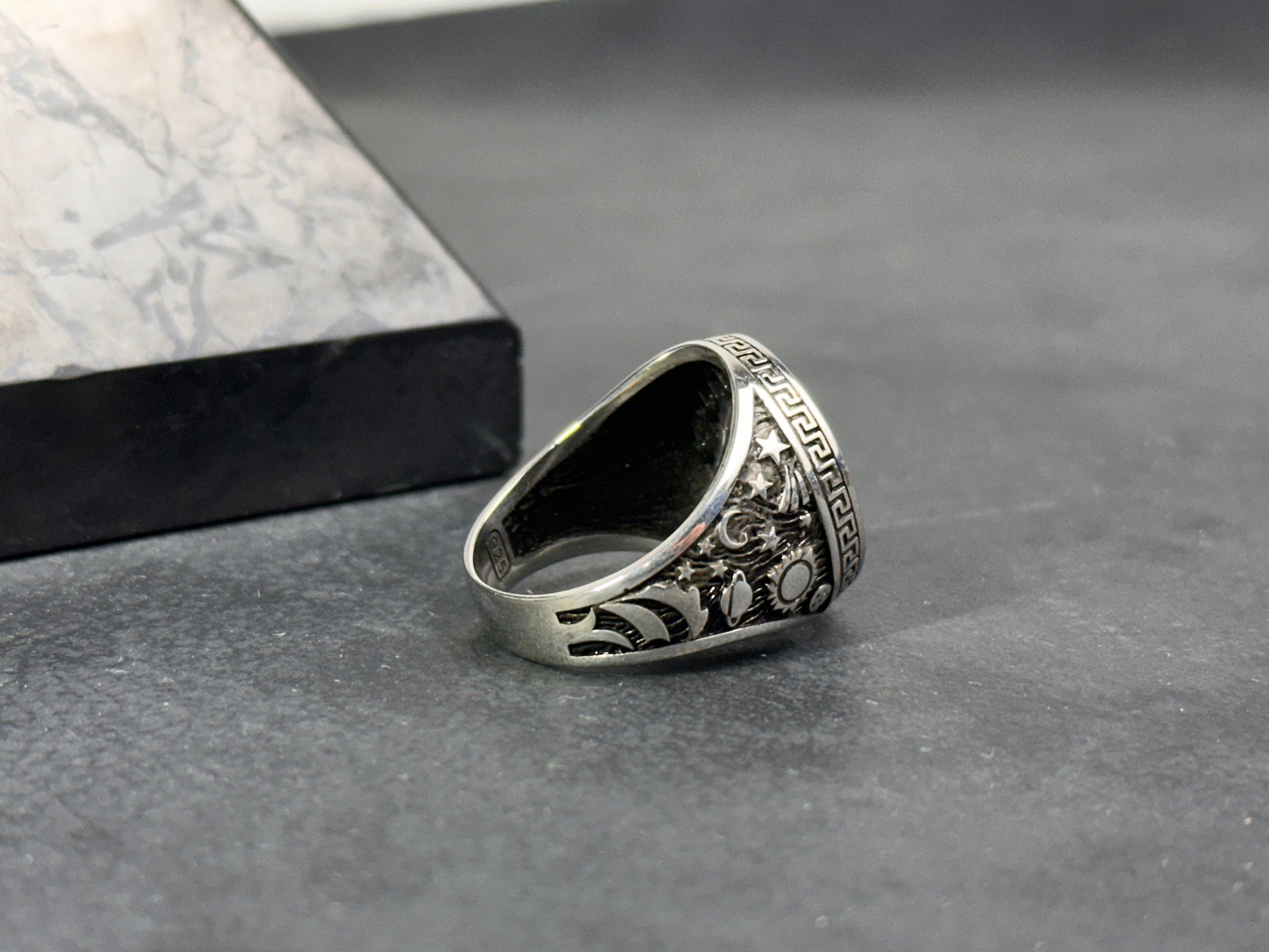 Capricorn Zodiac Ring: Sterling Silver Round Signet - Astrology Jewelry
