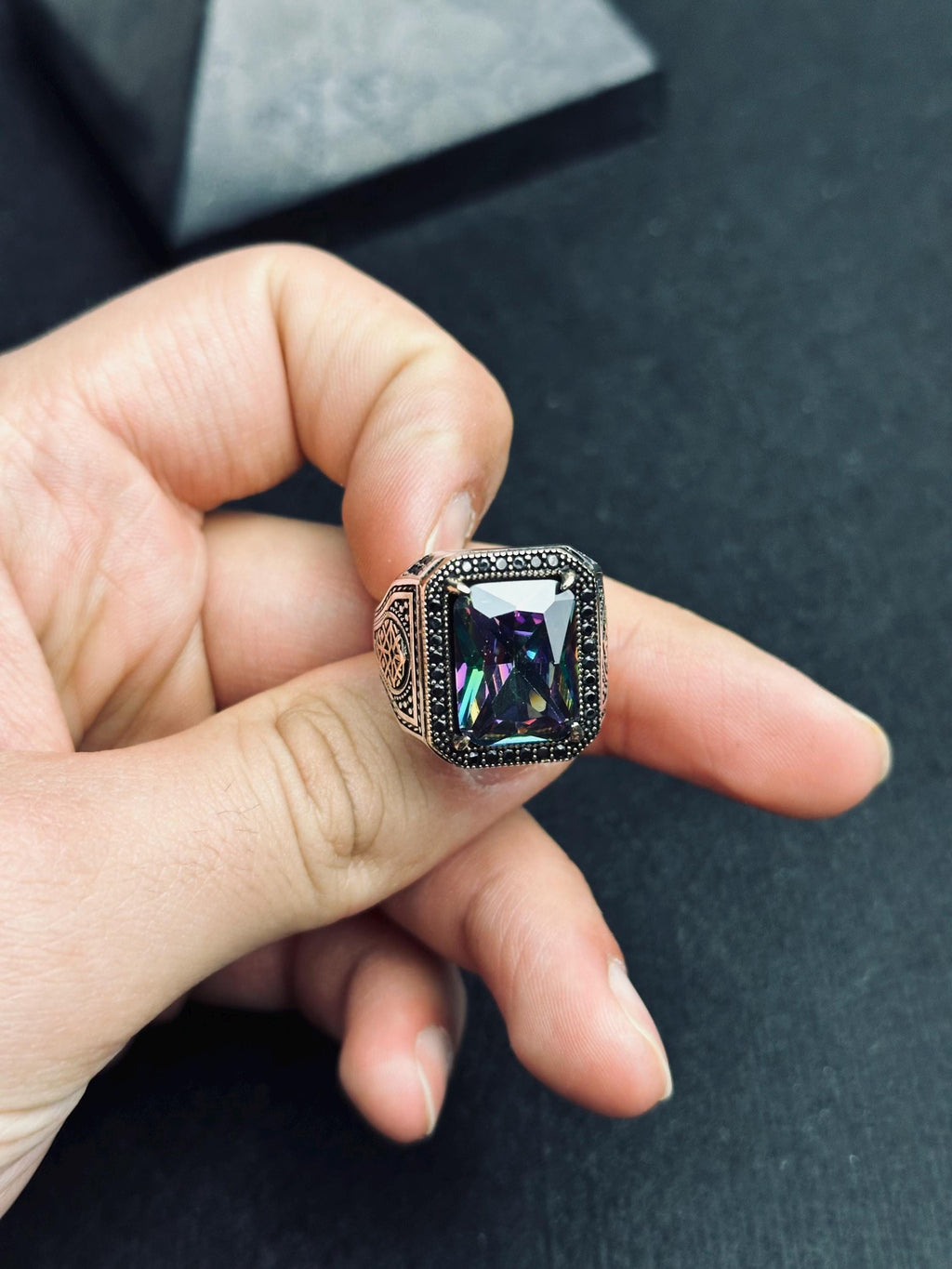 Sterling Silver Ring: Mystic Topaz Stone - Vintage Boho Jewelry