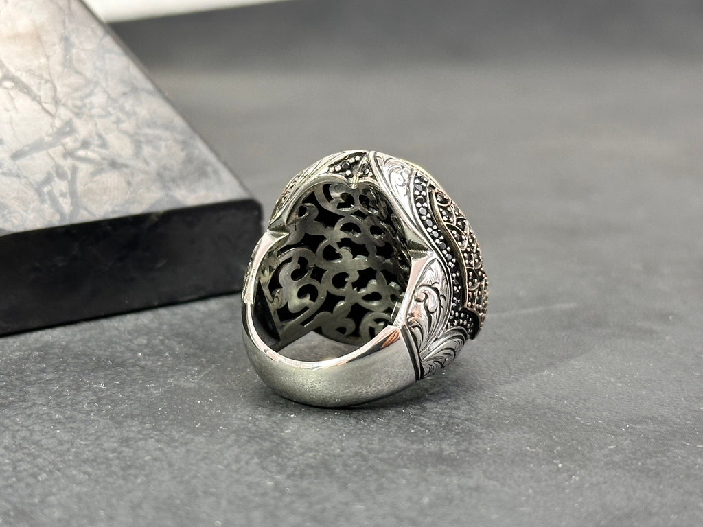 Sterling Silver Seal of Solomon Ring - Handmade Men's Statement Jewelry