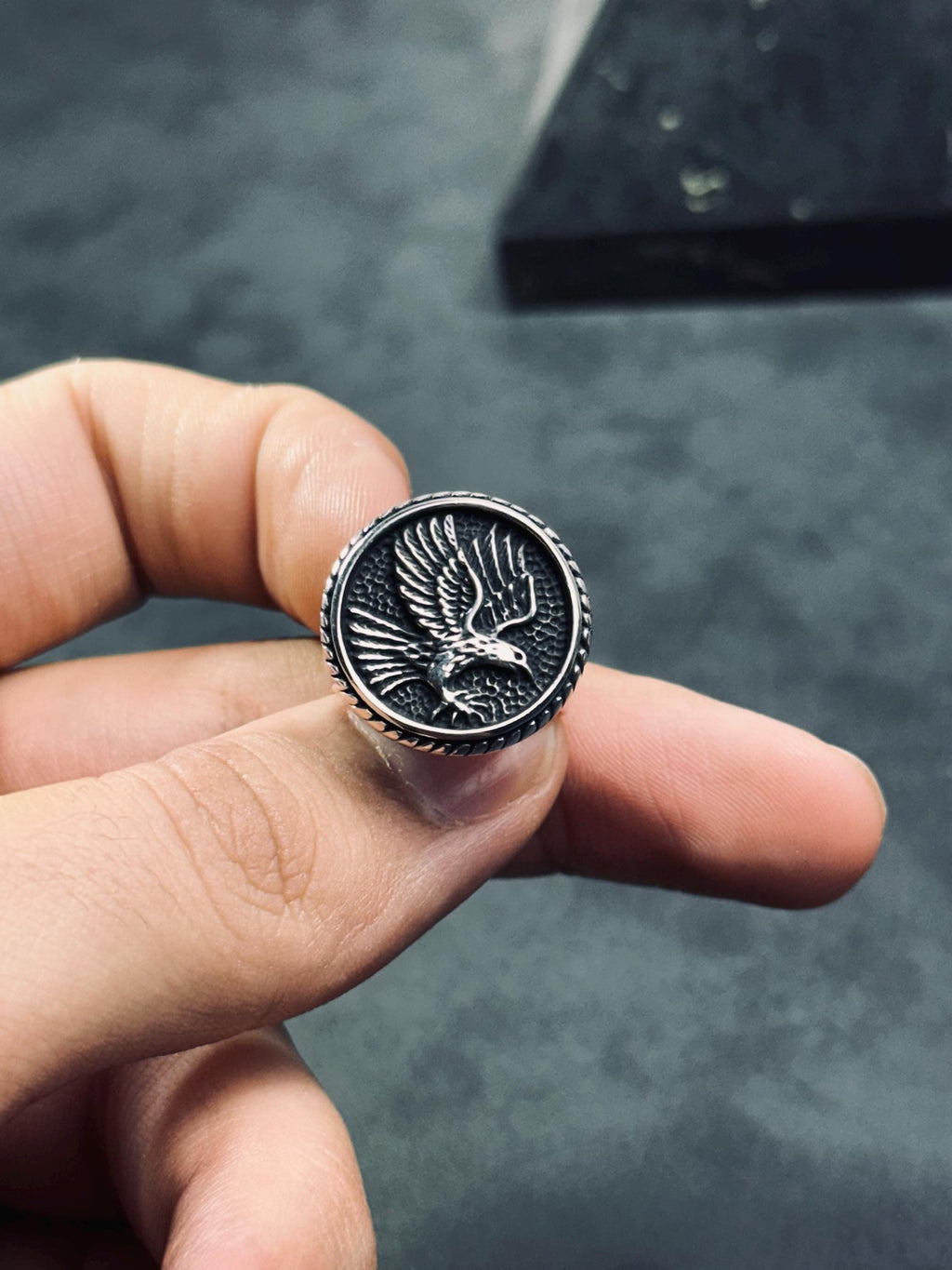 Raven Signet Ring: Sterling Silver Gothic Style (Men's Handmade)