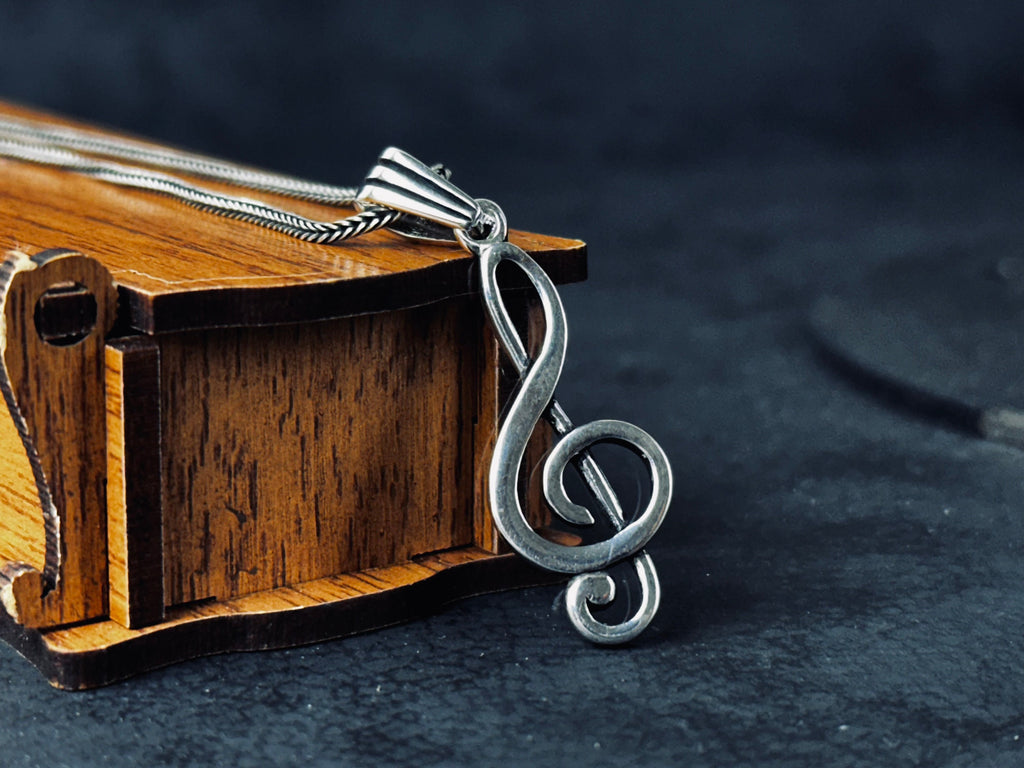 Treble Clef Necklace: Sterling Silver Music Pendant