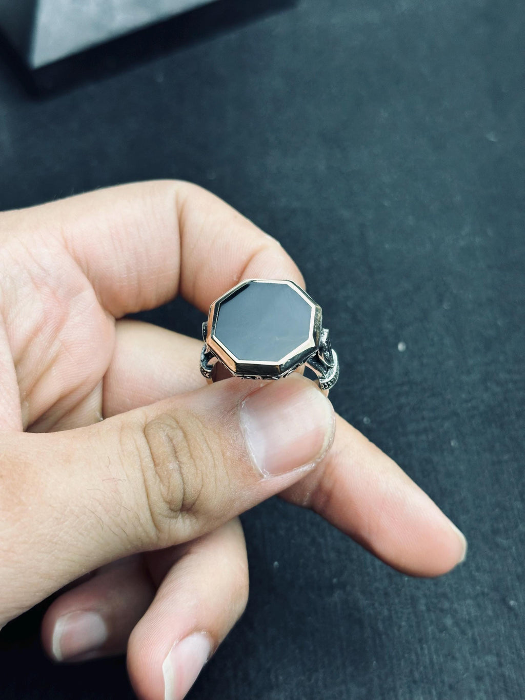 Men's Black Onyx Ring: Vintage Ottoman Style (Handmade Sterling Silver)