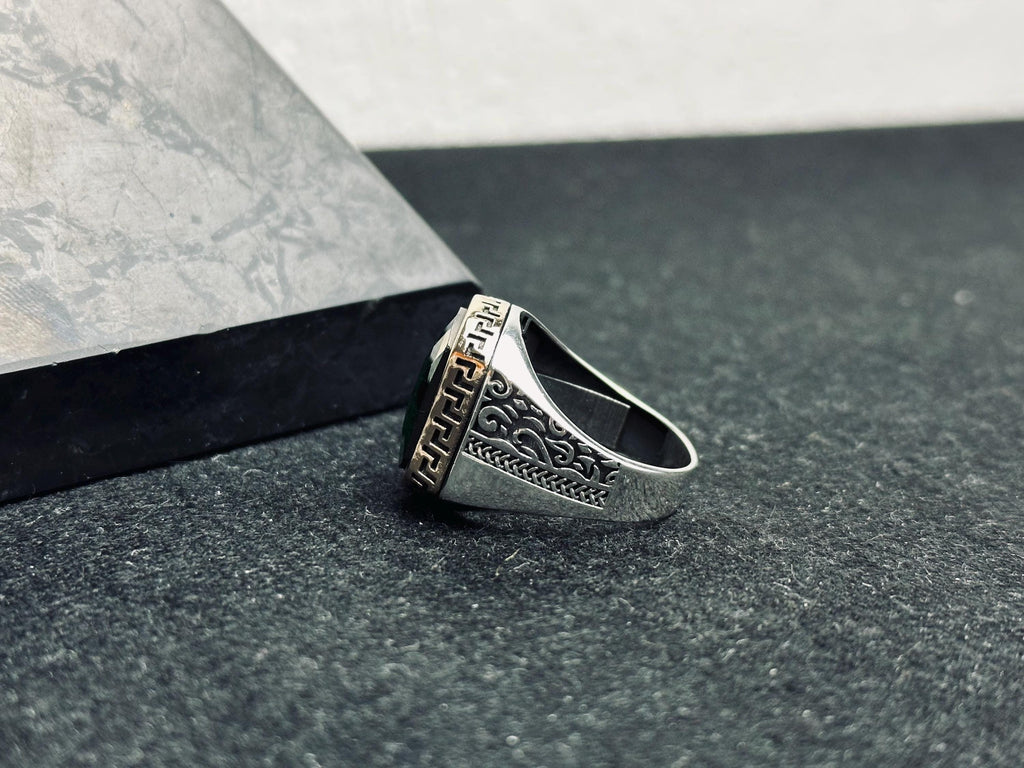 Emerald Ring for Men: Colombian Gemstone (Sterling Silver)