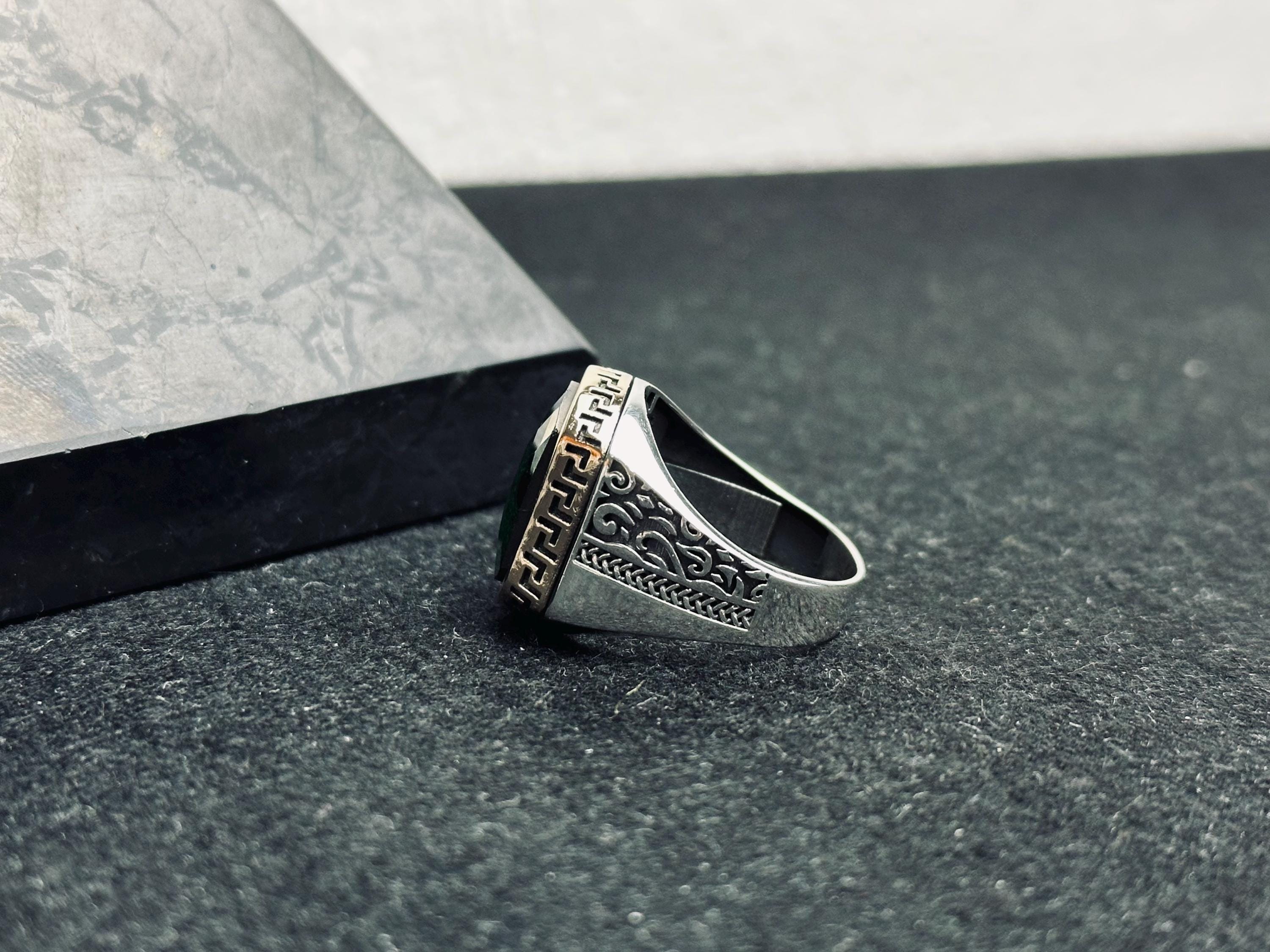 Emerald Ring for Men: Colombian Gemstone (Sterling Silver)