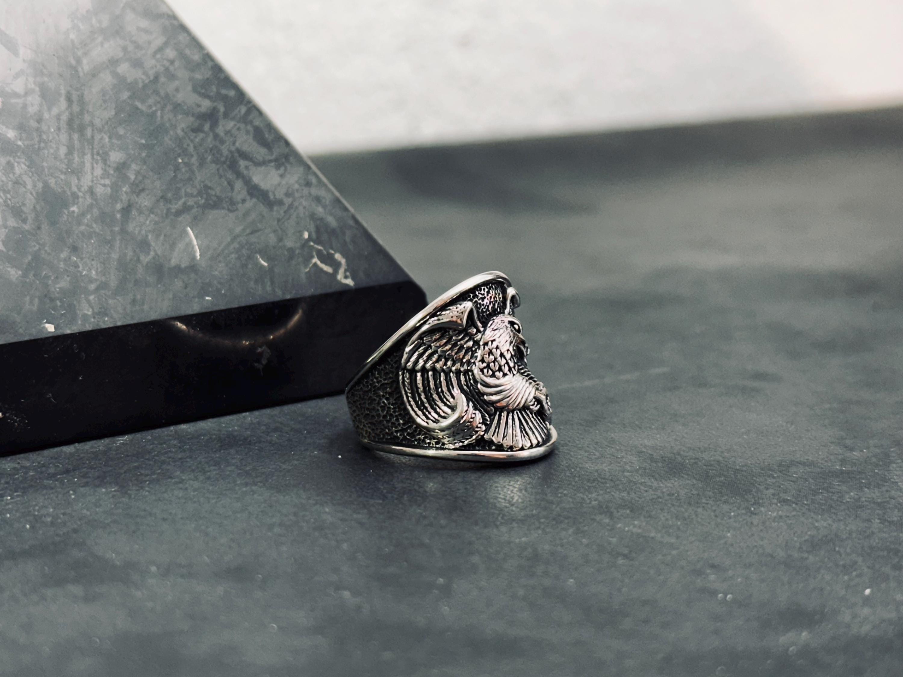 Boho Sterling Silver Eagle Thumb Ring (Adjustable Size)
