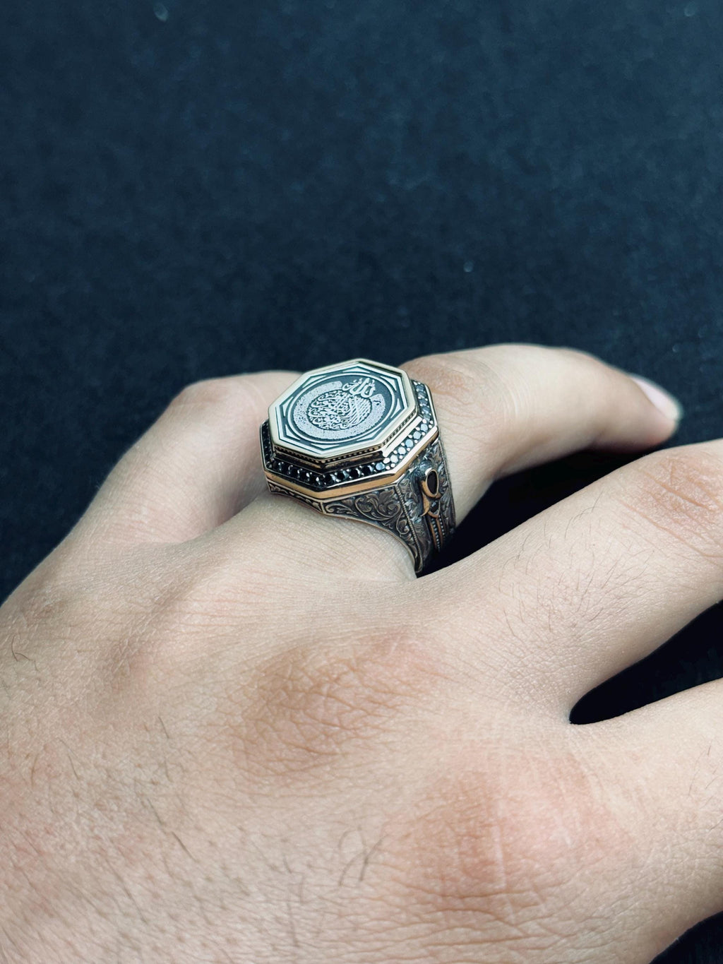 Islamic Silver Ring: Arabic Calligraphy - Handmade 925 Sterling