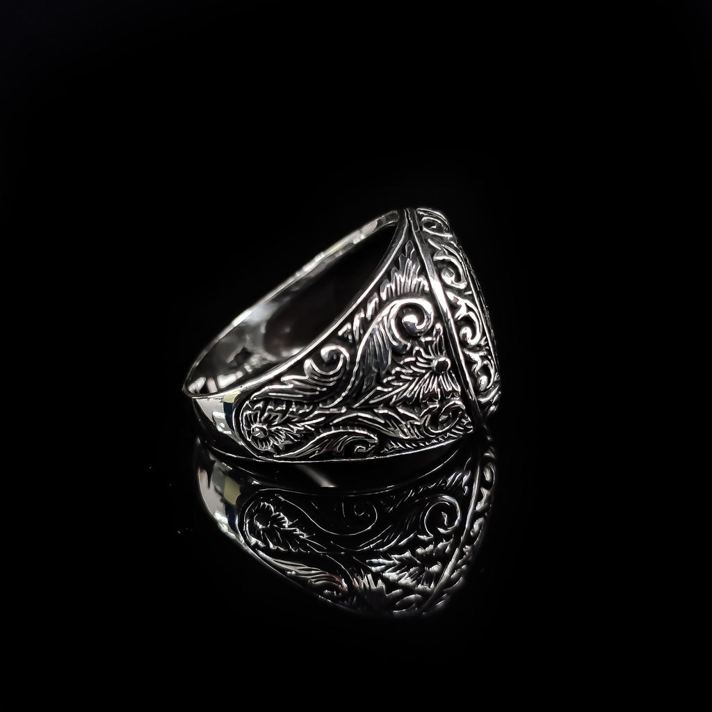 Sterling Silver Seal of Solomon Ring: Handmade Engraved Design