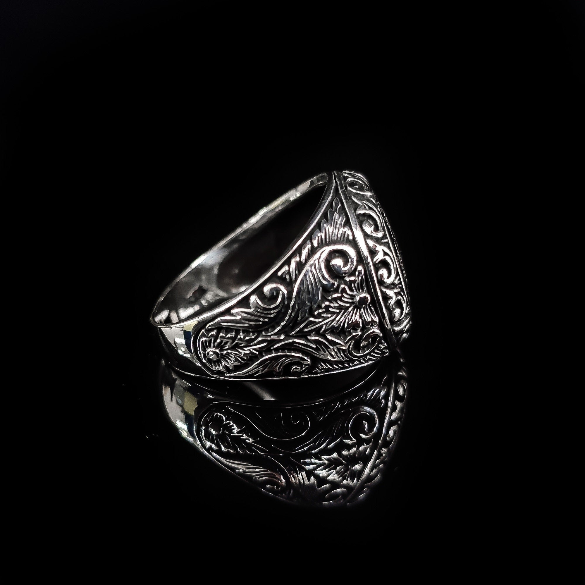 Sterling Silver Seal of Solomon Ring: Handmade Engraved Design