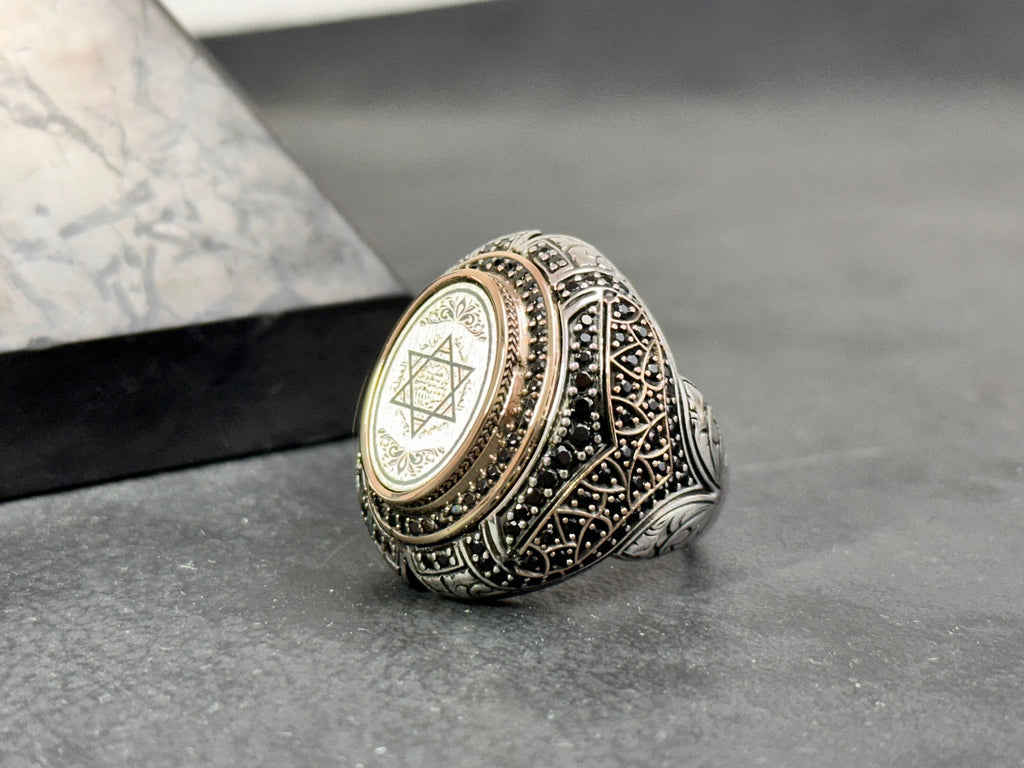 Sterling Silver Seal of Solomon Ring - Handmade Men's Statement Jewelry