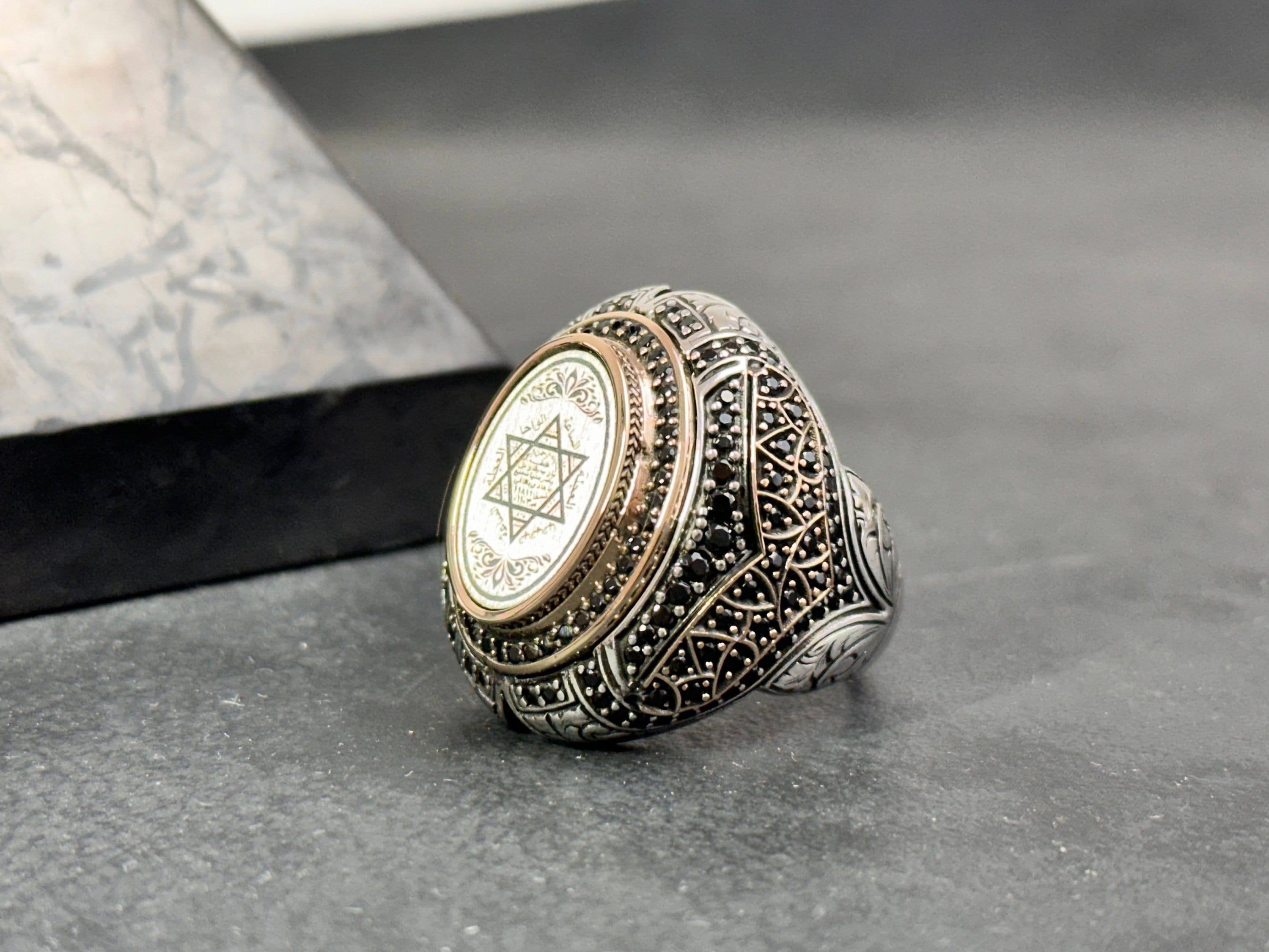 Sterling Silver Seal of Solomon Ring - Handmade Men's Statement Jewelry
