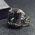 Mystic Topaz Sterling Silver Ring, Square Cut (Men's Statement)