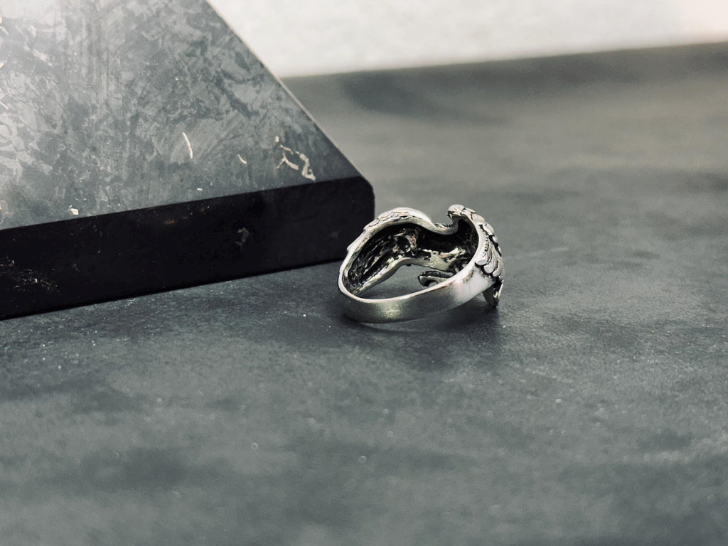 Boho Sterling Silver Eagle Ring, Adjustable Band (Unisex)