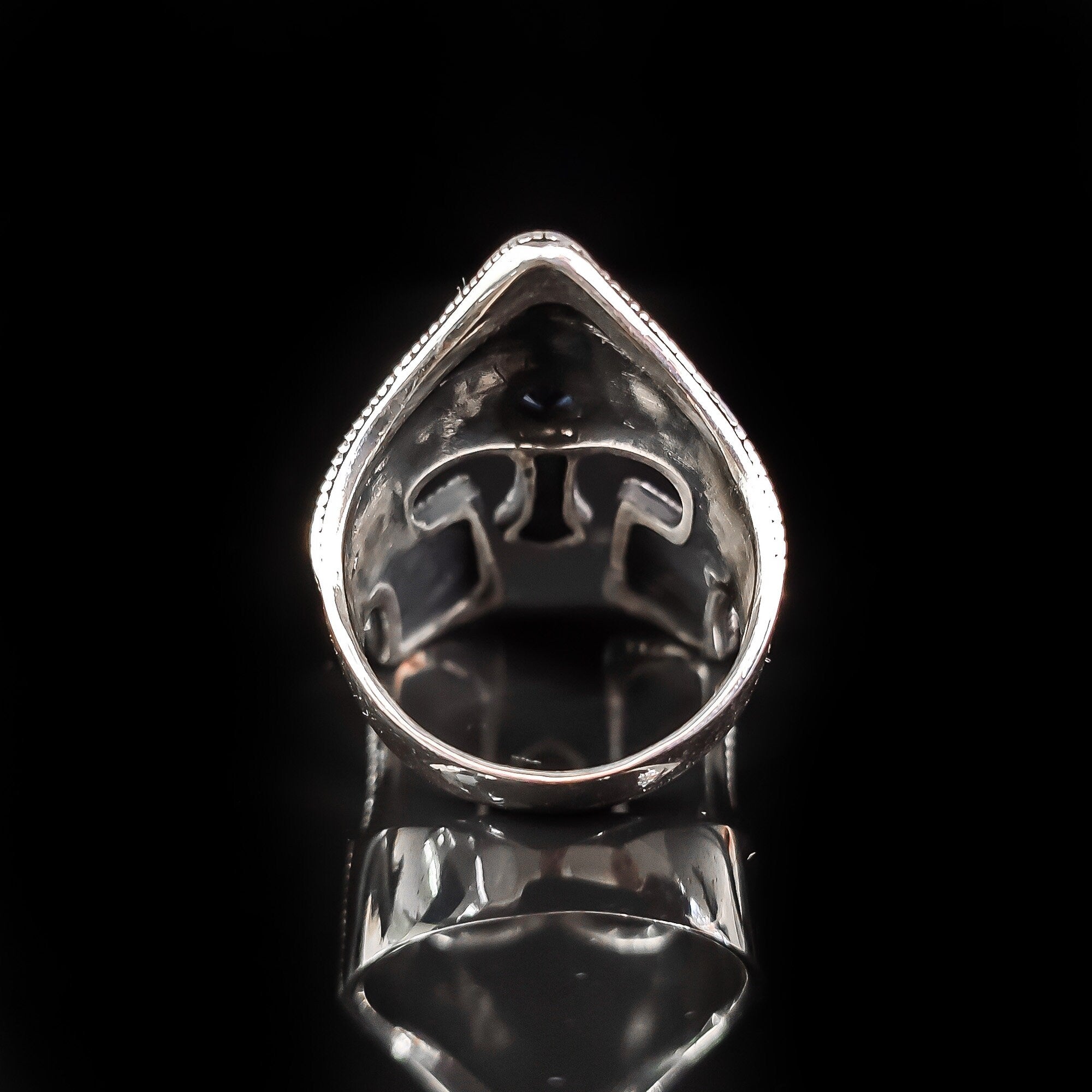 Spartan Helm Ring: Sterling Silver, Emerald Accent - Handmade