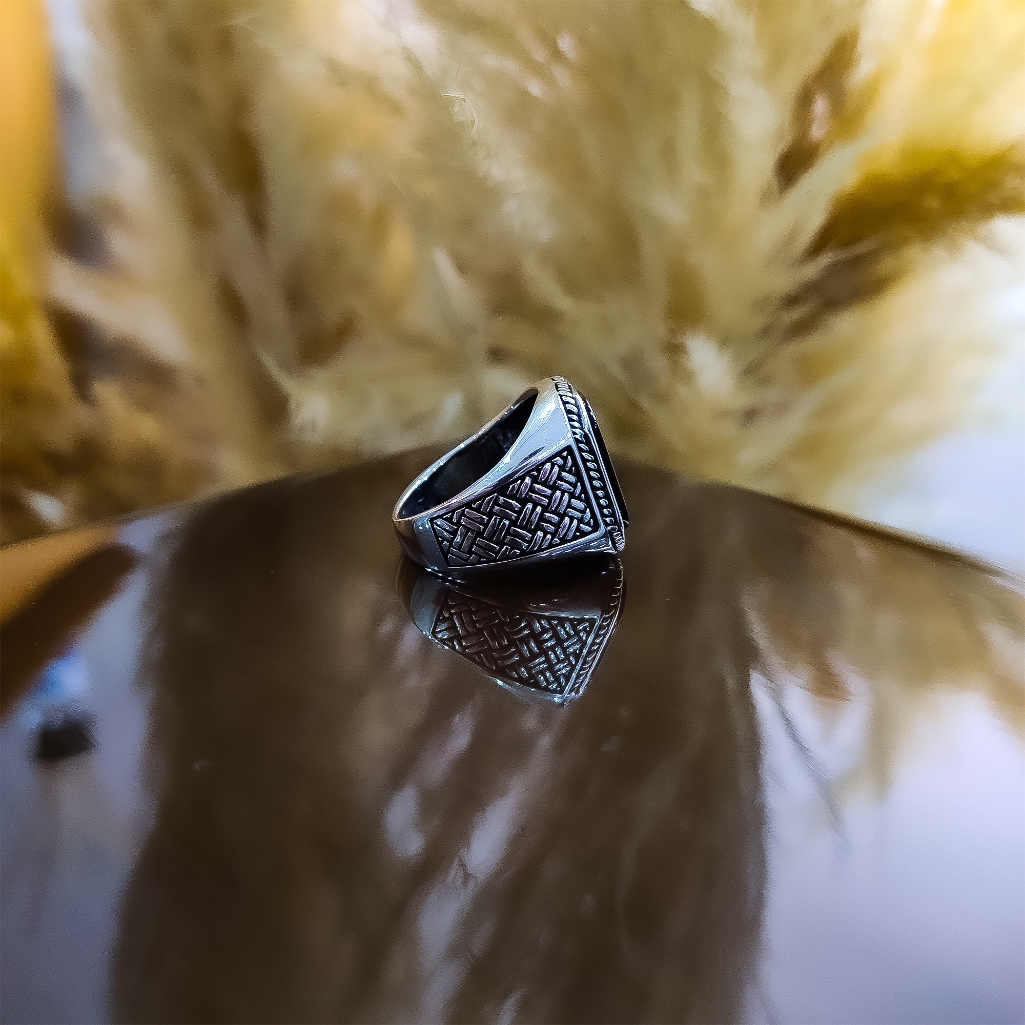 Courage Series Ring: Square Onyx Stone in Sterling Silver (Men's)