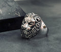 Sterling Silver Lion Head Ring, Handmade Animal Jewelry (Men's Size)