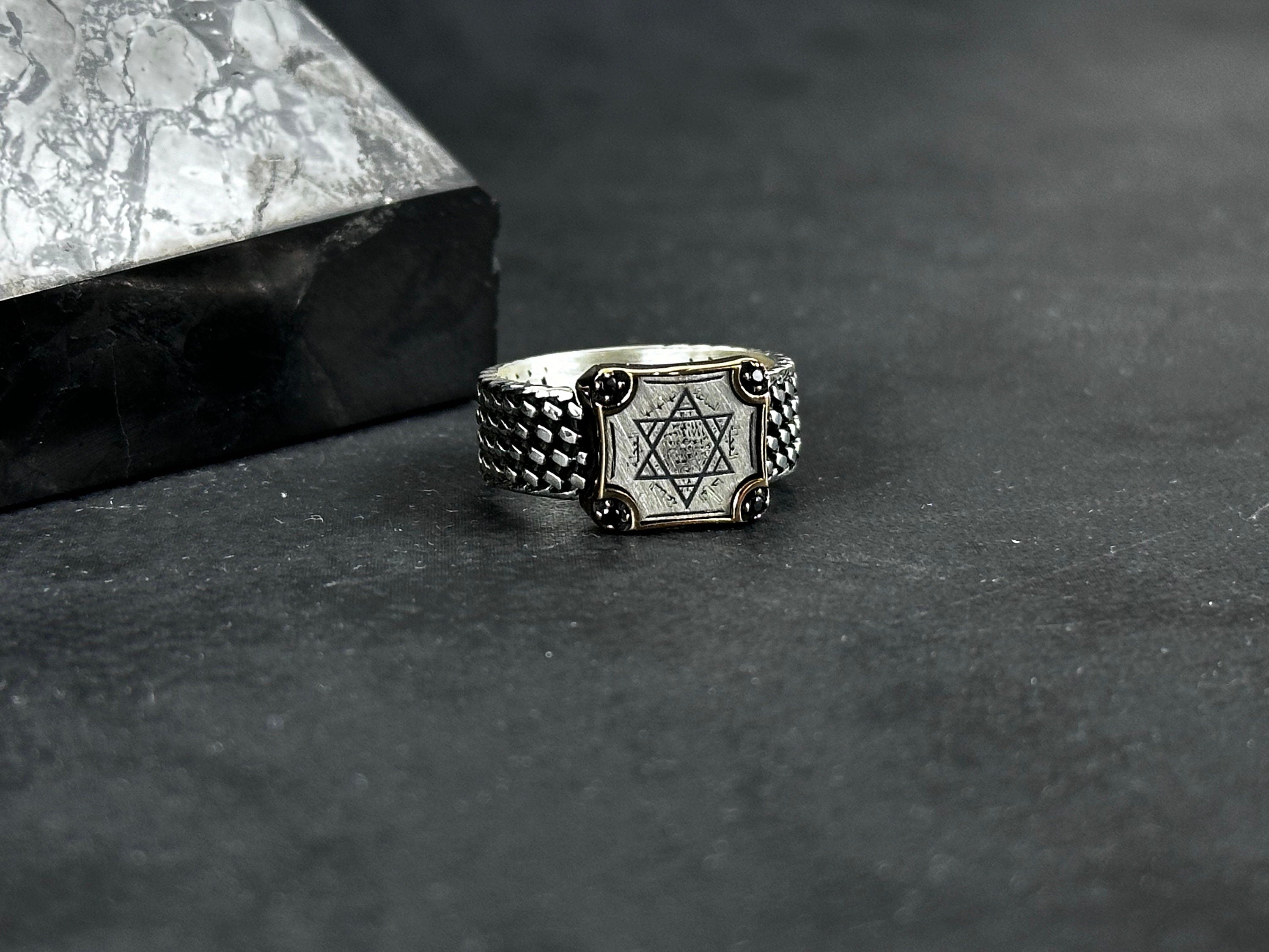 Solomon Seal Silver Ring - Handcrafted Minimalist Adjustable Band
