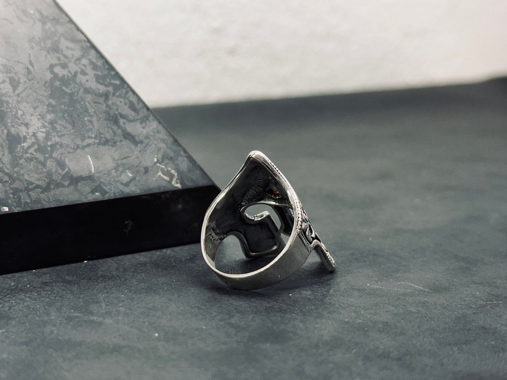 Helm Ring: Sterling Silver with Zircon - Handmade Warrior Design