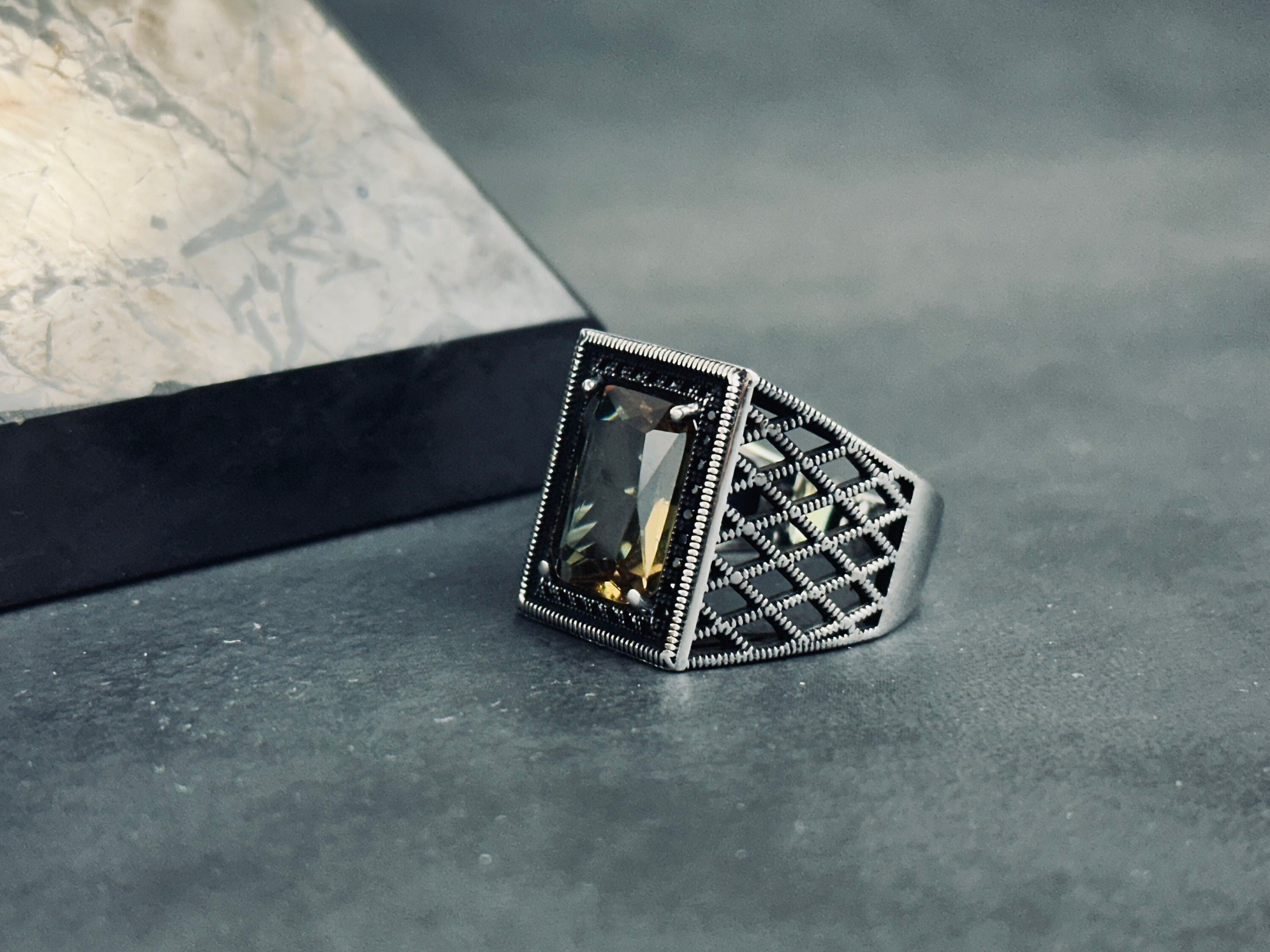 Diaspore Sultanit Ring, Sterling Silver, Rectangular Gemstone (Handmade)