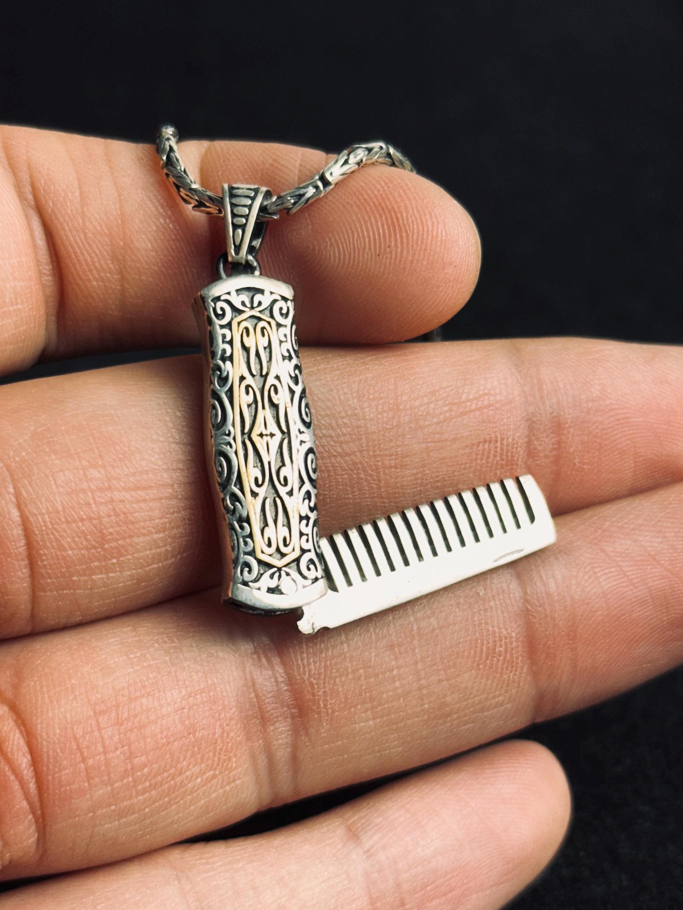 Barber Comb Necklace: Sterling Silver, Handmade - Masculine Style