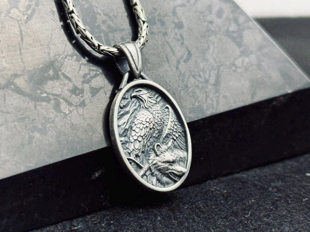 Bald Eagle Pendant Necklace: Sterling Silver - Handmade Soaring Bird